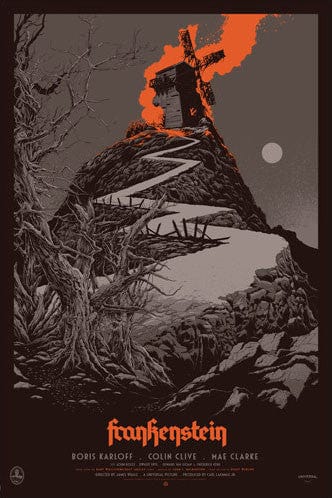 Frankenstein Movie Poster by Ken Taylor - Vintage Horror Art Print for Home Theater & Gothic Decor