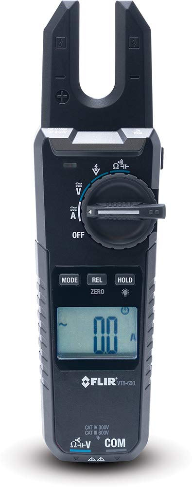 FLIR VT8-600 Voltage Tester - 600V/100A Open Jaw Clamp Meter for AC/DC Voltage, Continuity and Current Testing - Ideal for Electricians, HVAC Technicians and Industrial Maintenance