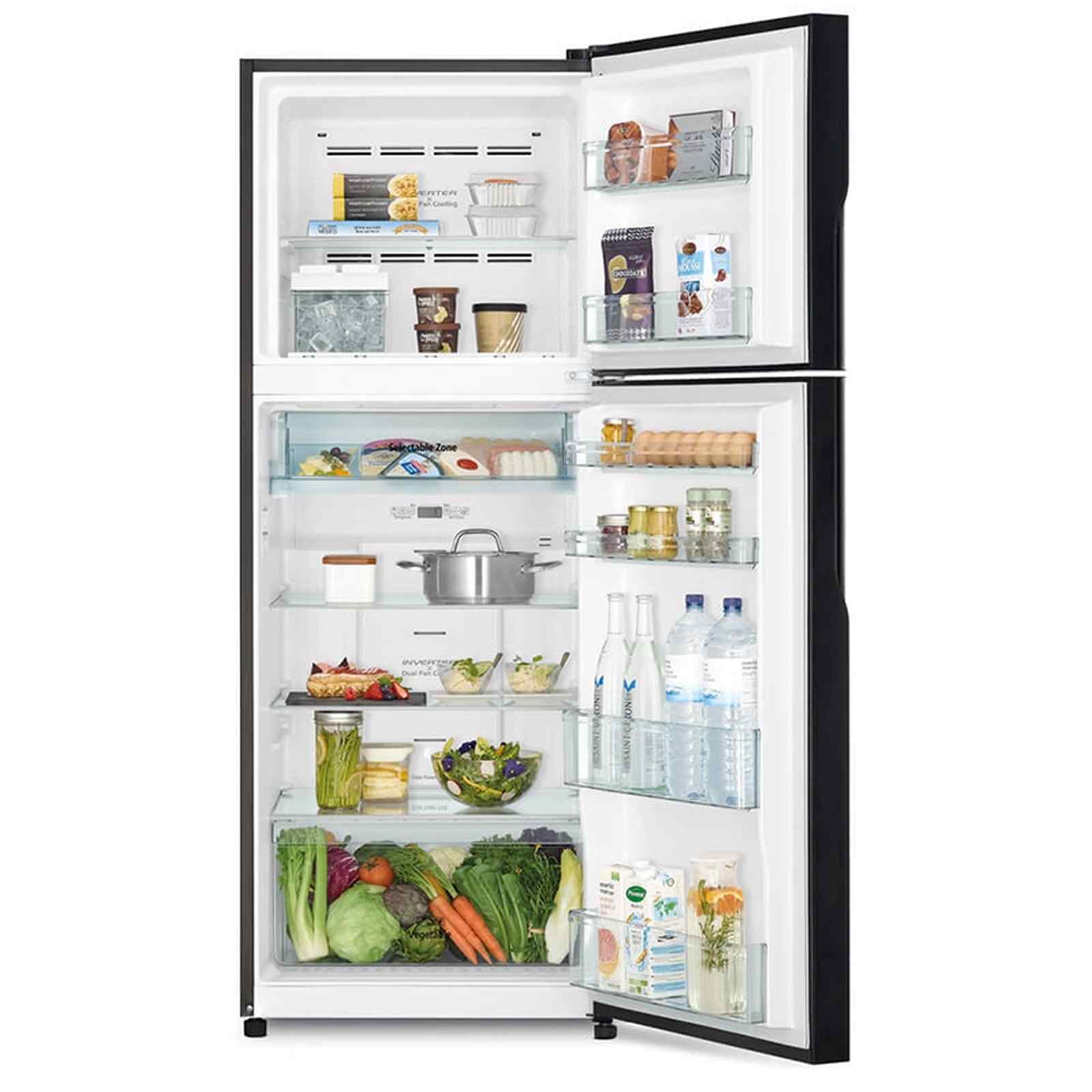 Hitachi 366L 2-Door Refrigerator R-VX450PMS9 PWH - Energy Efficient Fridge for Home, RV & Small Spaces - Perfect for Kitchens, Garages & Camping Trips