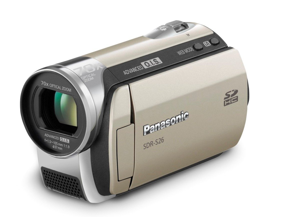 Panasonic SDR-S26 HD SD Camcorder - Gold Color, 1080p Full HD Video Recording, 50x Optical Zoom, Image Stabilization - Perfect for Travel Vlogging, Family Events & Outdoor Adventures