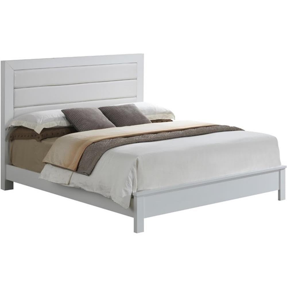Glory Furniture Burlington Queen Panel Bed in White - Modern Bedroom Furniture for Home Decor & Comfort