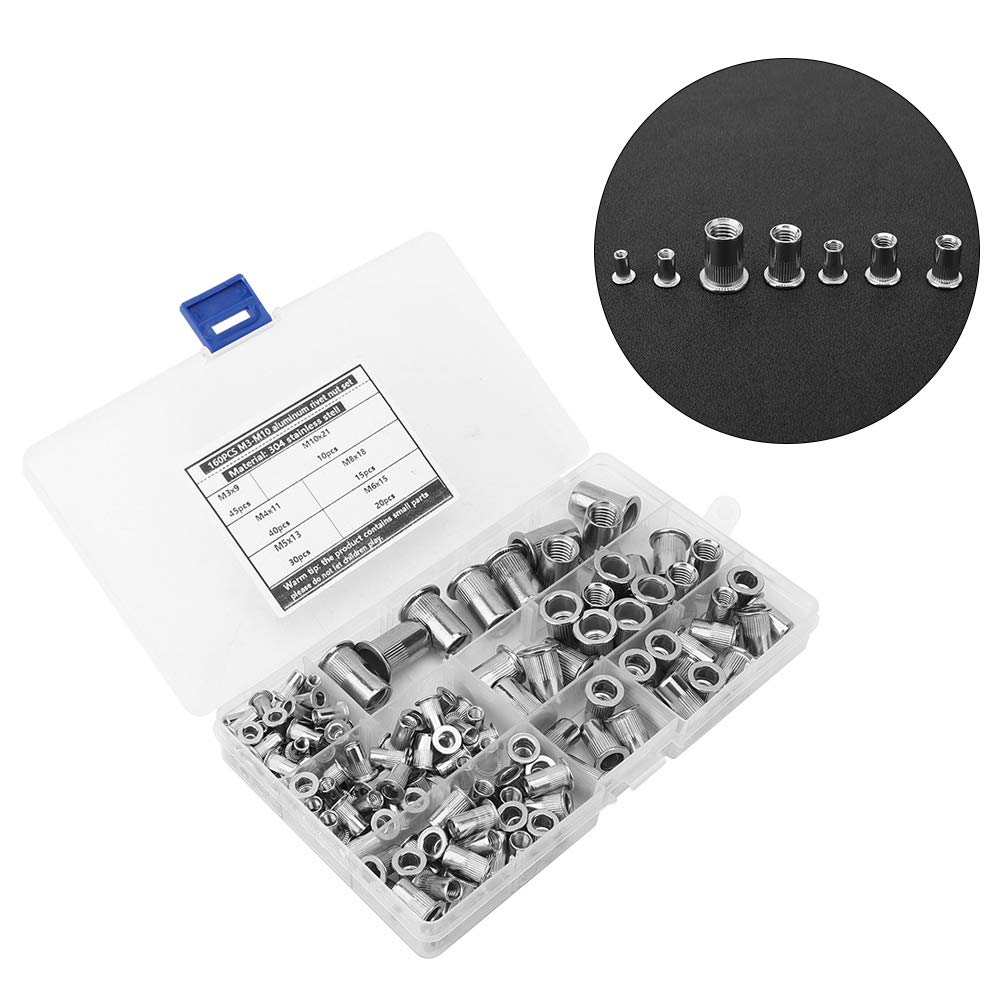 160Pcs 304 Stainless Steel Rivet Nut Fastener Kit - M3 to M10 Threaded Insert Nuts for Metal, Wood & Plastic - Perfect for DIY, Automotive, Furniture & Construction Projects