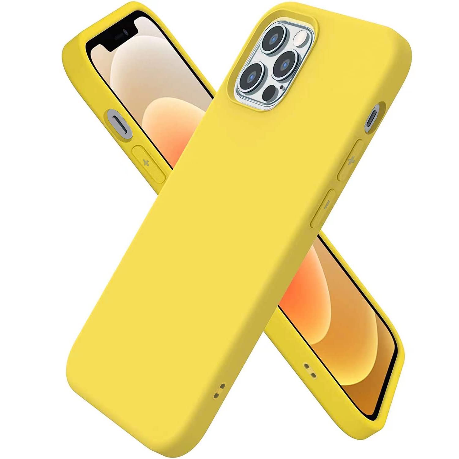 Premium Shockproof iPhone 12 Pro Max Case 6.7 Inch - Soft TPU Silicone Slim Fit Protective Cover with Full Body Protection (Yellow) - Perfect for Everyday Use, Travel & Outdoor Activities