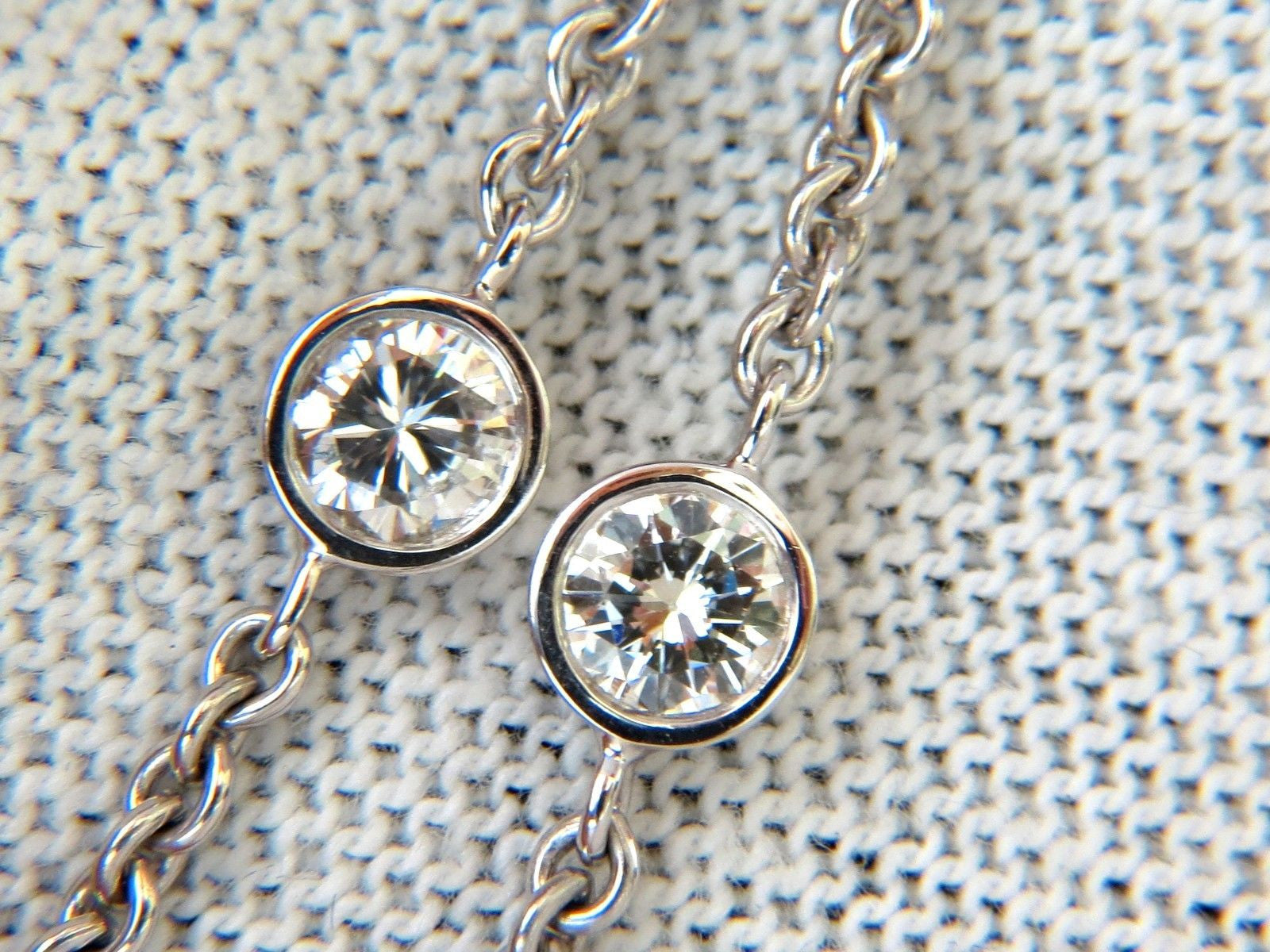 1.50ct Natural Flush Mount (5) Diamond by Yard Necklace in 18KT G/VS - 19 Inch Elegant Chain for Women, Perfect for Weddings, Anniversaries & Special Occasions