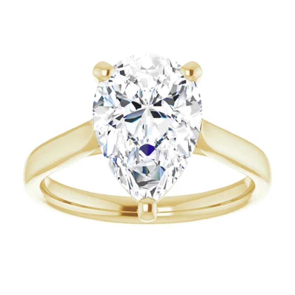 10K Solid Yellow Gold Handmade Engagement Ring - 2.0 CT Pear Cut Moissanite Diamond Solitaire Wedding Band for Women, Bridal Proposal Ring | Perfect for Anniversary, Valentine's Day & Special Occasions