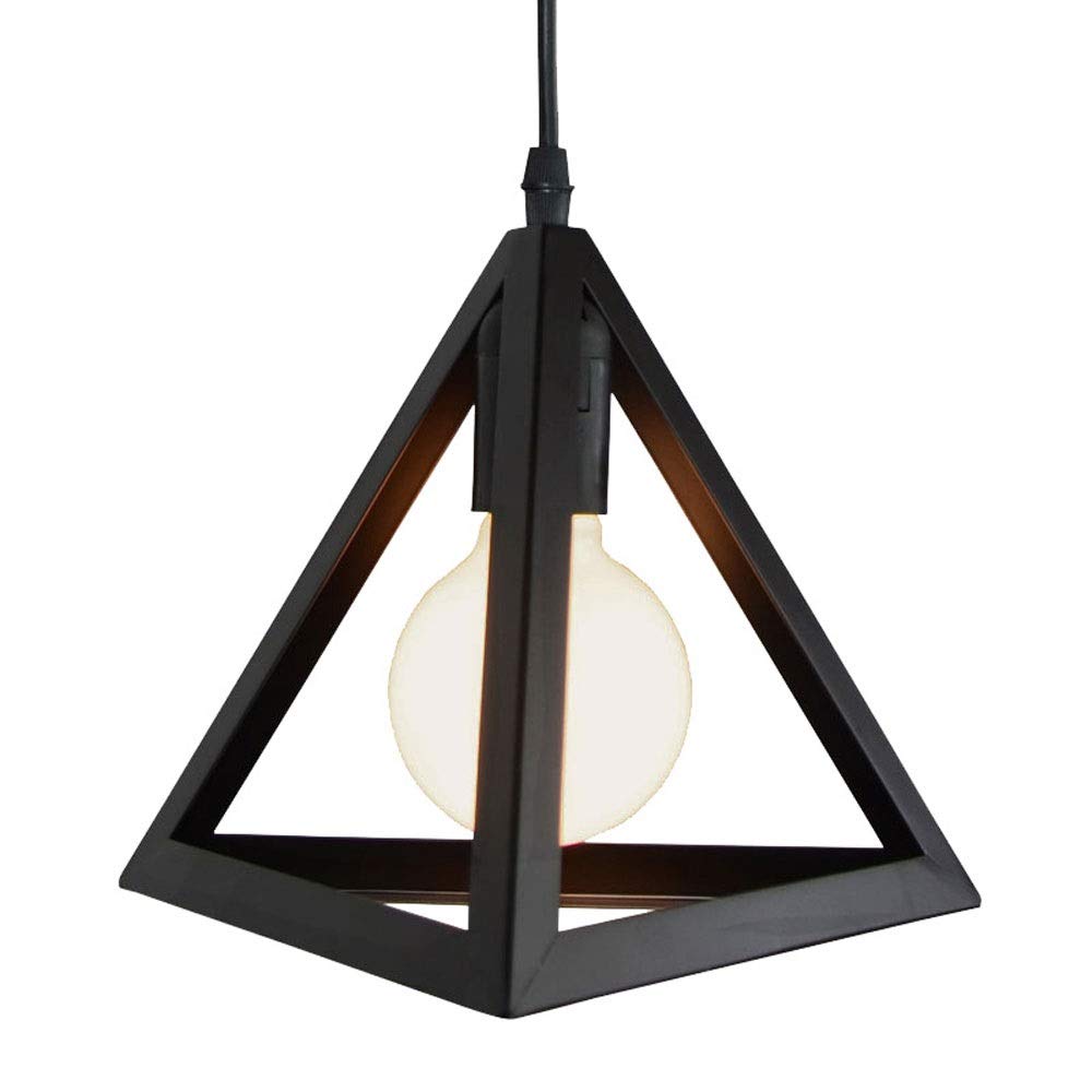 Triangular Wrought Iron Chandeliers - Industrial Style Pendant Lights for Restaurants, Cafes & Bedrooms | Vintage Iron Ceiling Fixtures for Home Decor & Commercial Spaces