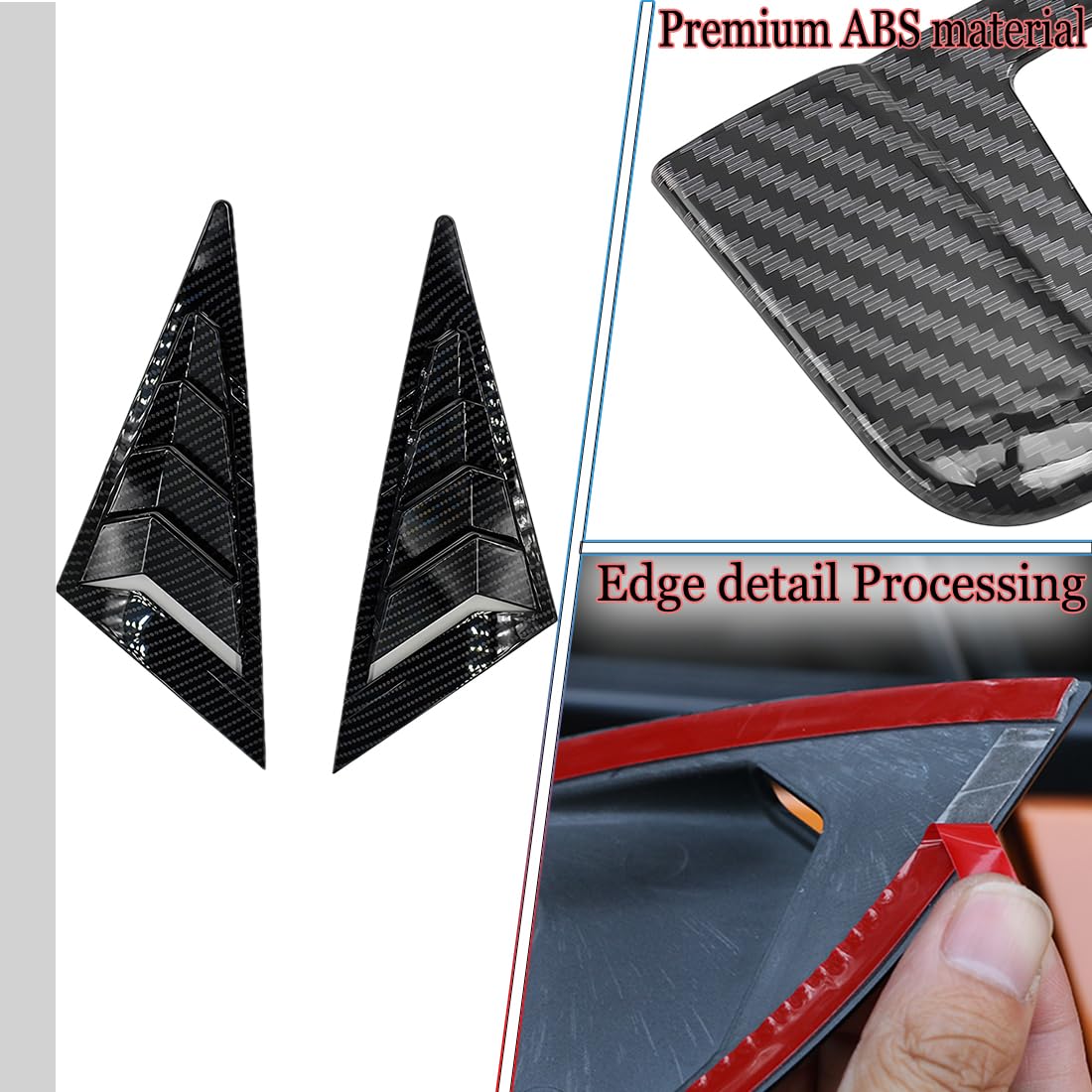 2Pcs ABS Carbon Fiber Side Window Louvers Air Vent Scoop Shades for 2006-2011 Honda Civic - Sporty Interior Accessories to Reduce Glare & Enhance Style (Fits Sedan/Coupe Models)