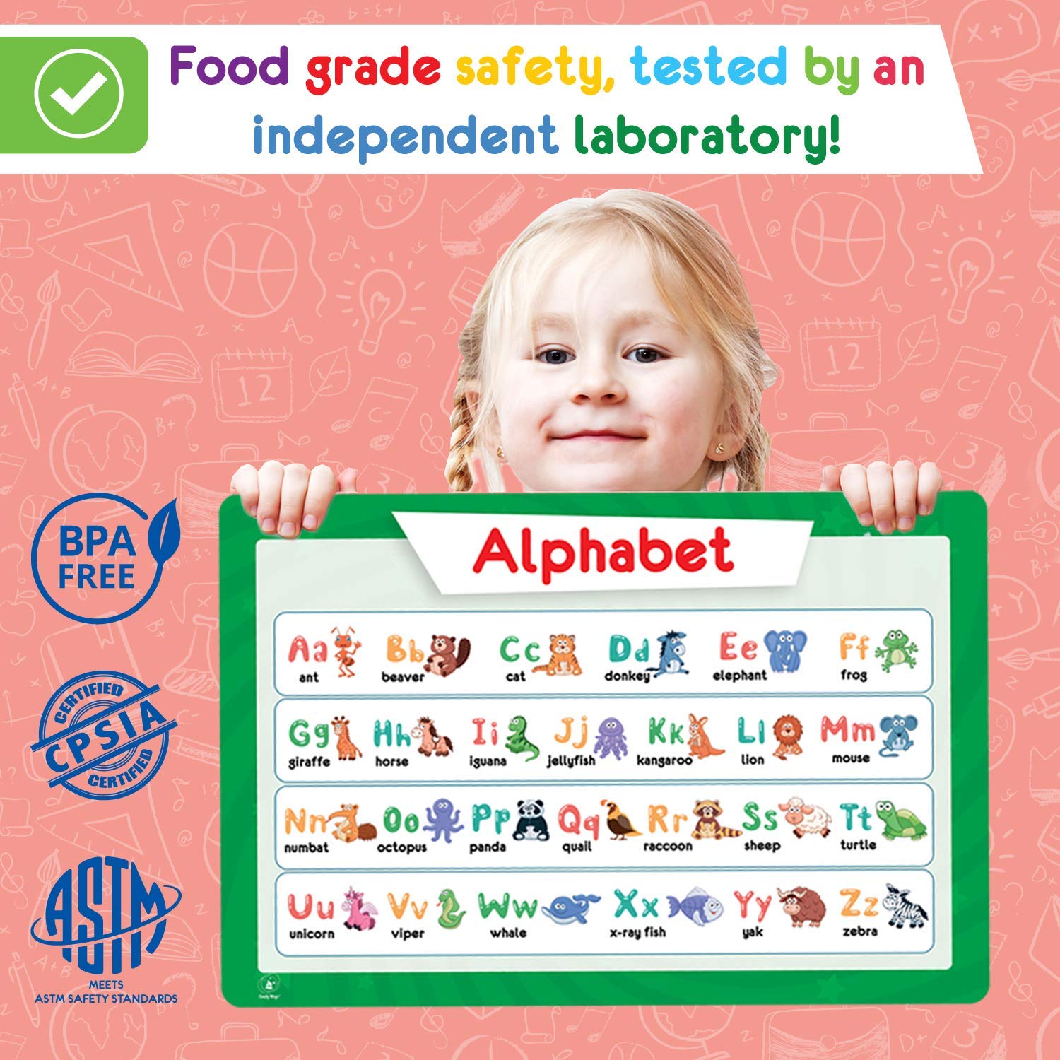 10 Pack Kids Placemats - 2 Sets of 5 Non-Slip Simply Magic Placemats for Children | Waterproof & Reusable for Dining Table, School Lunch, and Party Use