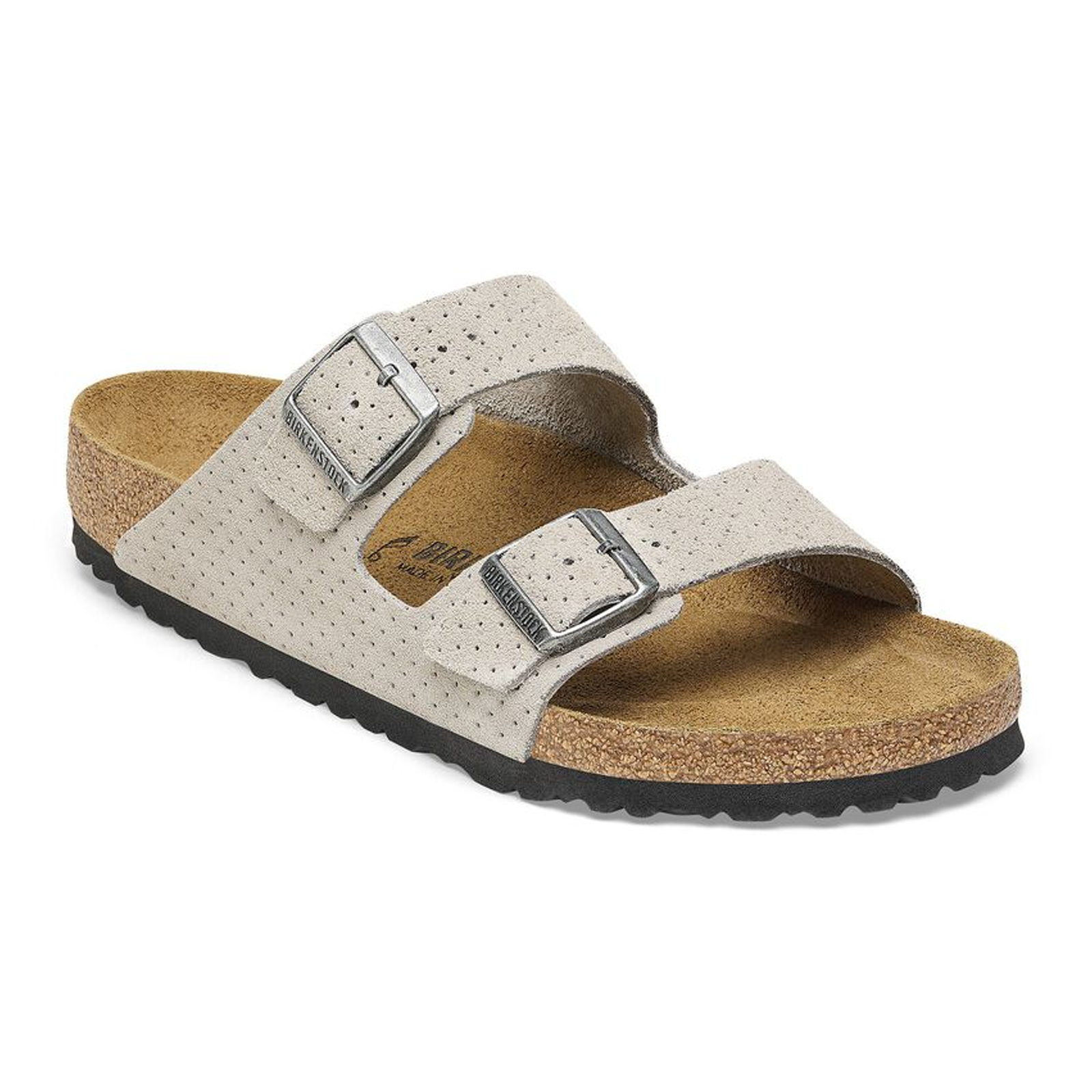 Birkenstock Arizona Slide Sandals for Men - Dotted Stone Coin Suede | Comfortable & Stylish Casual Footwear for Summer, Beach & Everyday Wear