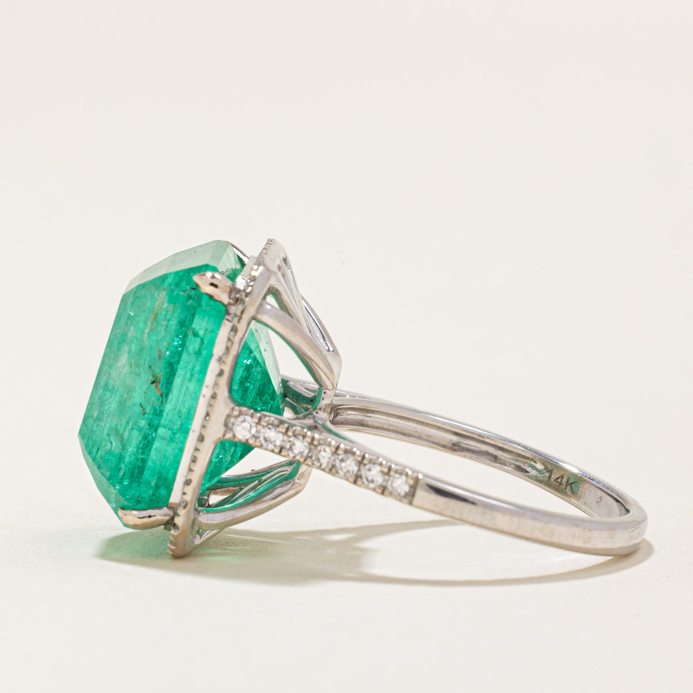 Effy 12.67ct Emerald & 0.30ctw Diamond Halo Cocktail Ring - Size 6 | Elegant Statement Jewelry for Evening Parties, Weddings & Special Occasions
