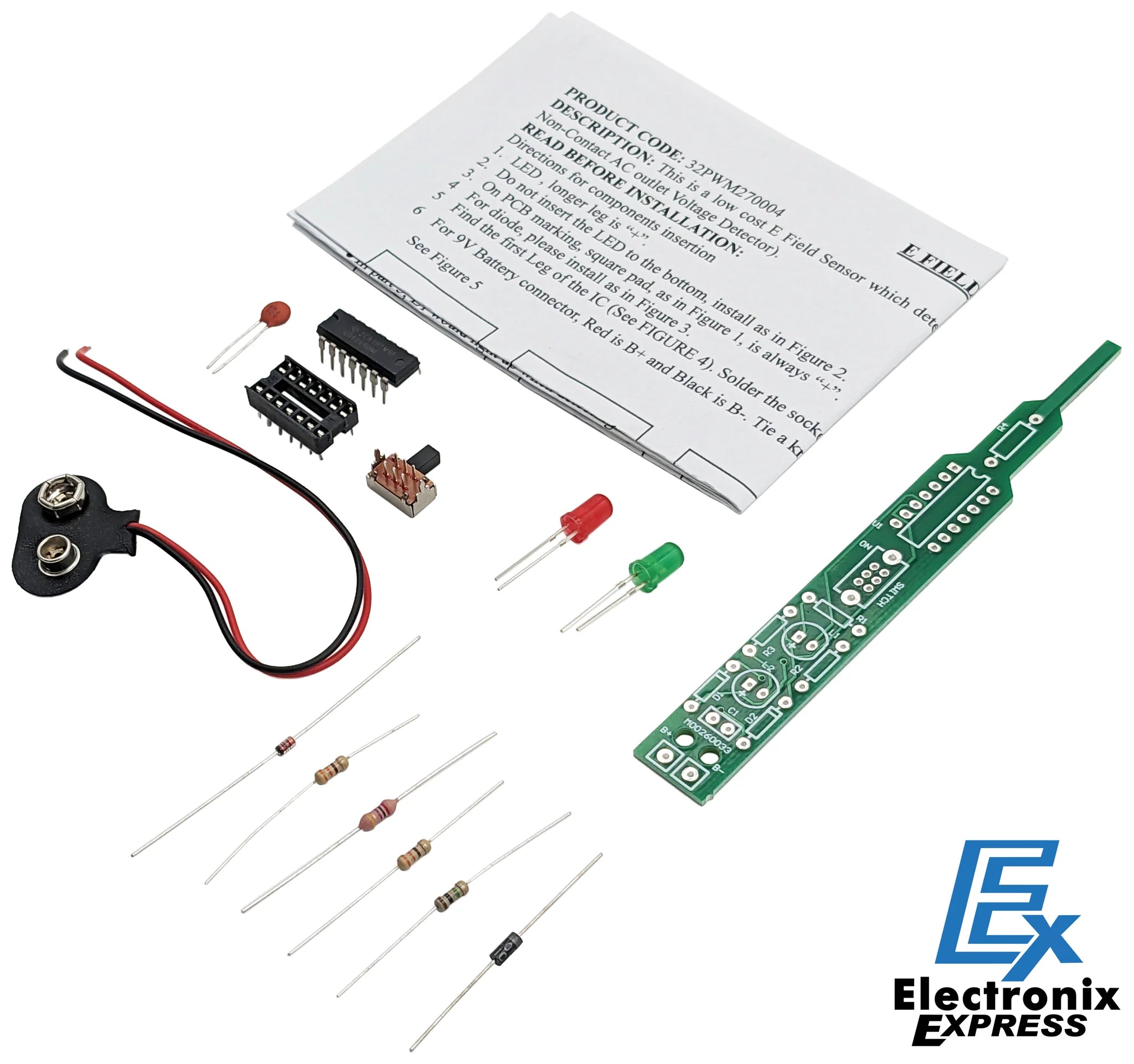 E Field Sensor Soldering Practice Kit - Detect Electromagnetic Waves for DIY Electronics & STEM Learning | Perfect for Students, Engineers & Hobbyists