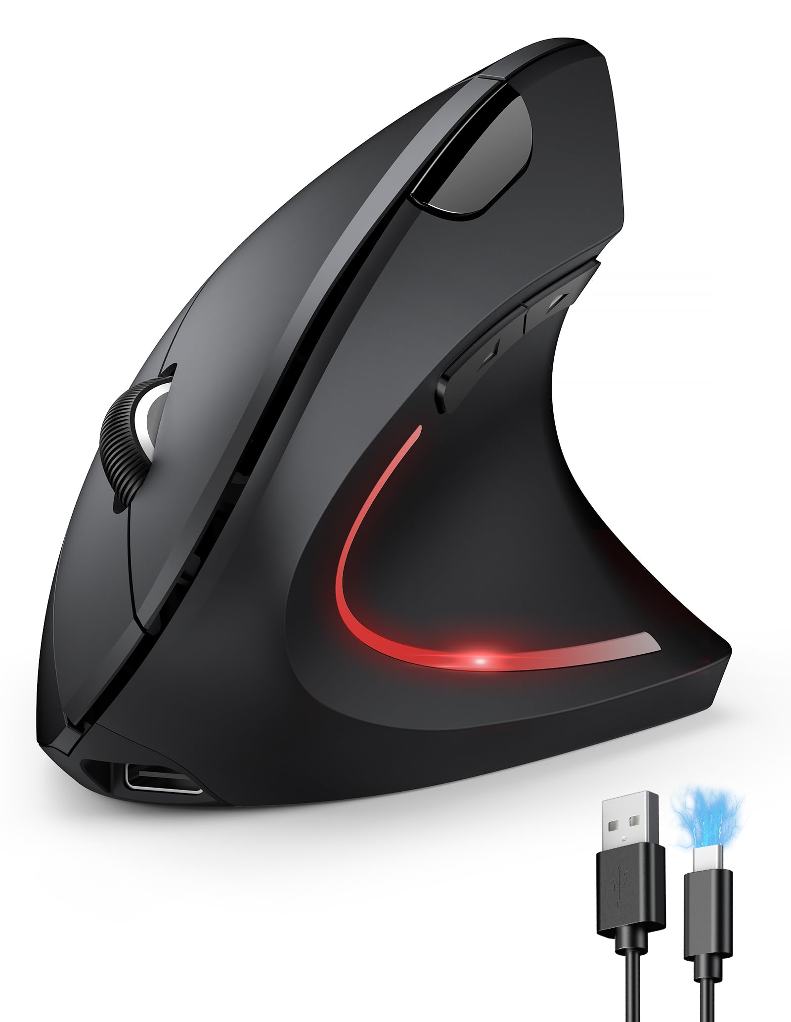 TECKNET Ergonomic Wireless Mouse - Rechargeable Vertical Mouse with 800-4800 Adjustable DPI, Silent 2.4GHz Optical Tracking for Right Hand, USB Ergonomic Mouse for PC, Laptop - Perfect for Office, Gaming & Reducing Carpal Tunnel Pain