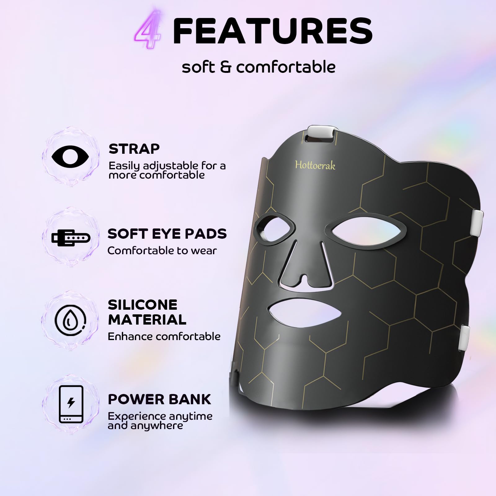 Red Light Therapy Device for Face - Portable & Soft LED Light Therapy Mask for Skin Rejuvenation, Anti-Aging & Acne Treatment | Perfect for Home Use & Travel Skincare Routine