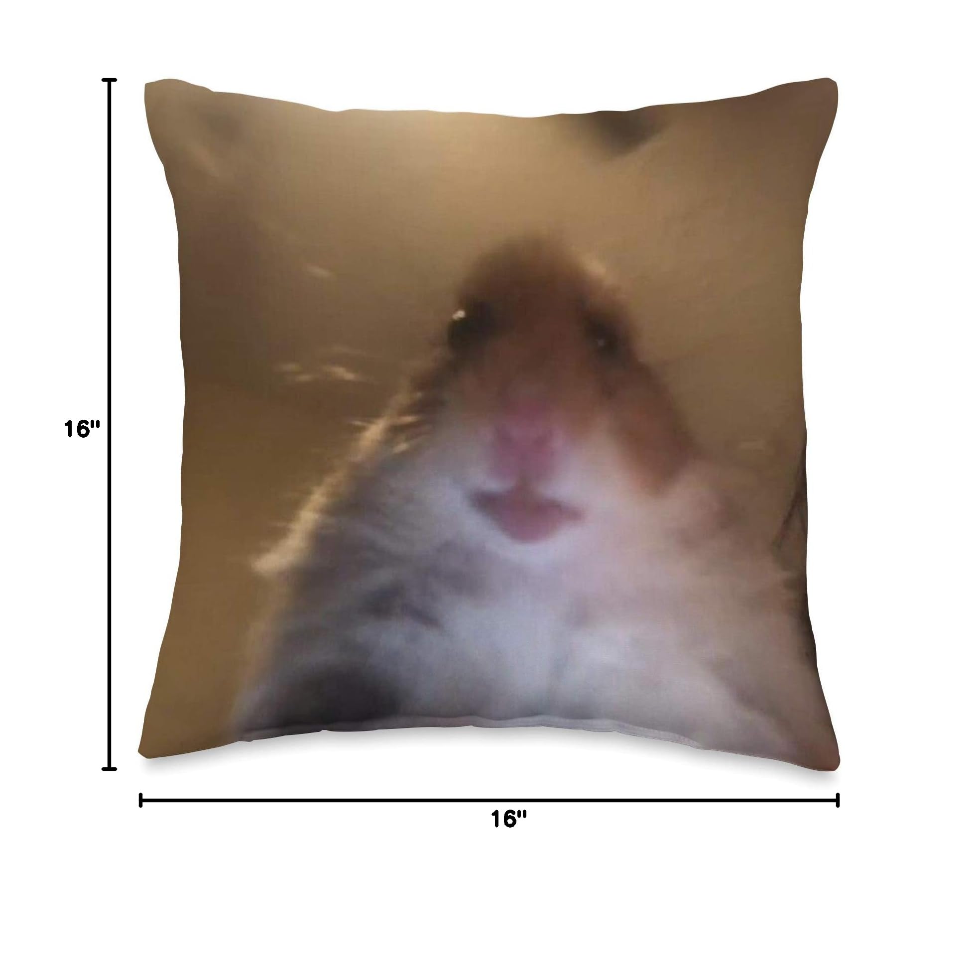 Staring Hamster Meme Throw Pillow - Funny Cute Hamster Design, Soft Decorative Cushion for Living Room, Bedroom, or Office
