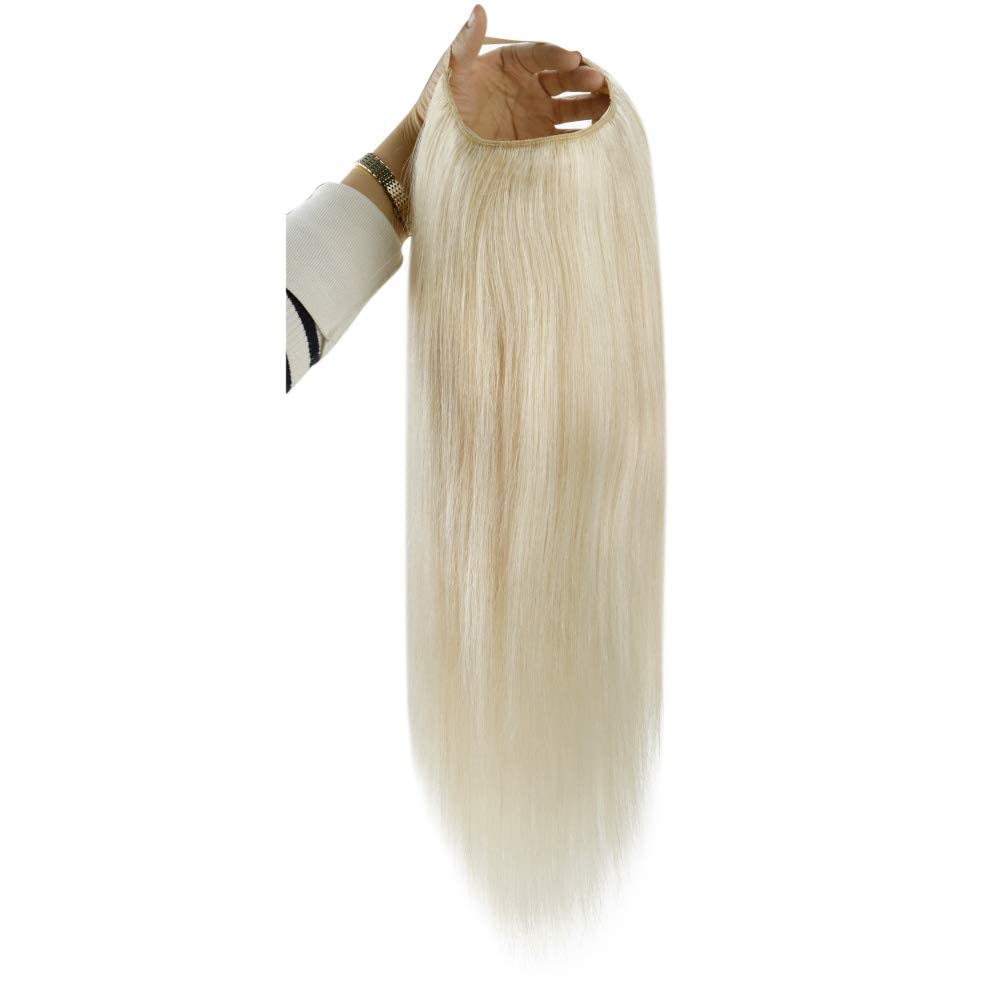 Full Shine U-Part Human Hair Wig - 18Inch Straight Platinum Blonde Real Human Hair U-Shape Wig (150Grams) for Women - Perfect for Daily Wear, Parties & Special Occasions