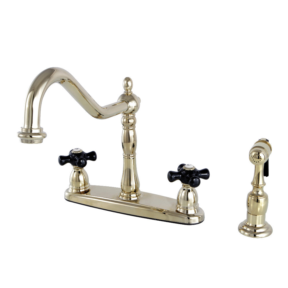 Kingston Brass KB1752PKXBS Duchess Centerset Kitchen Faucet - Polished Brass Finish, High Arc Spout, Single Handle for Modern Kitchens | Perfect for Washing Dishes, Filling Pots & Daily Kitchen Tasks