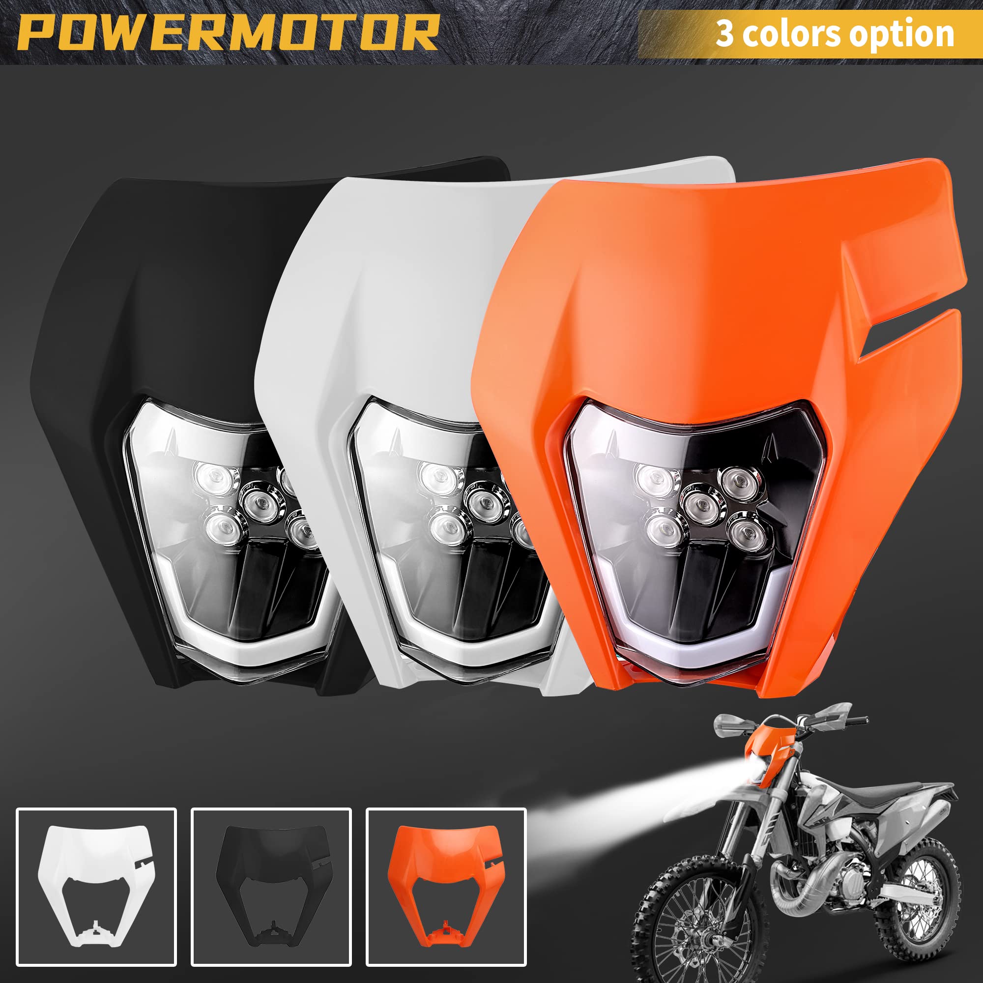 Universal Dirt Bike LED Headlight Kit - High Power Motorcycle Headlamp for Pit Bikes, Enduro, ATV & Off-Road Vehicles | Waterproof & Durable Front Light for Night Riding & Trail Adventures