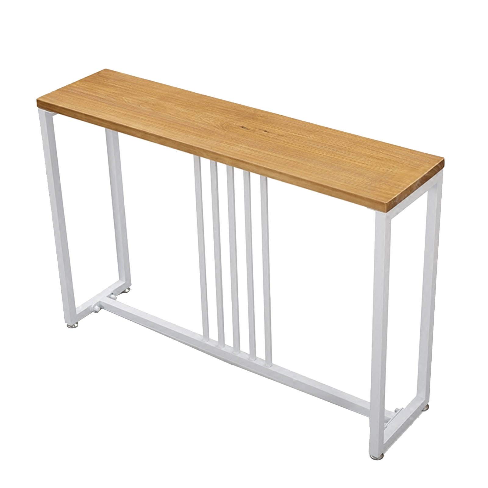 Iron Art Narrow Long Dining Table - Solid Wood Side Table for Small Spaces | Perfect for Apartments, Kitchens & Hallways (Color: A)