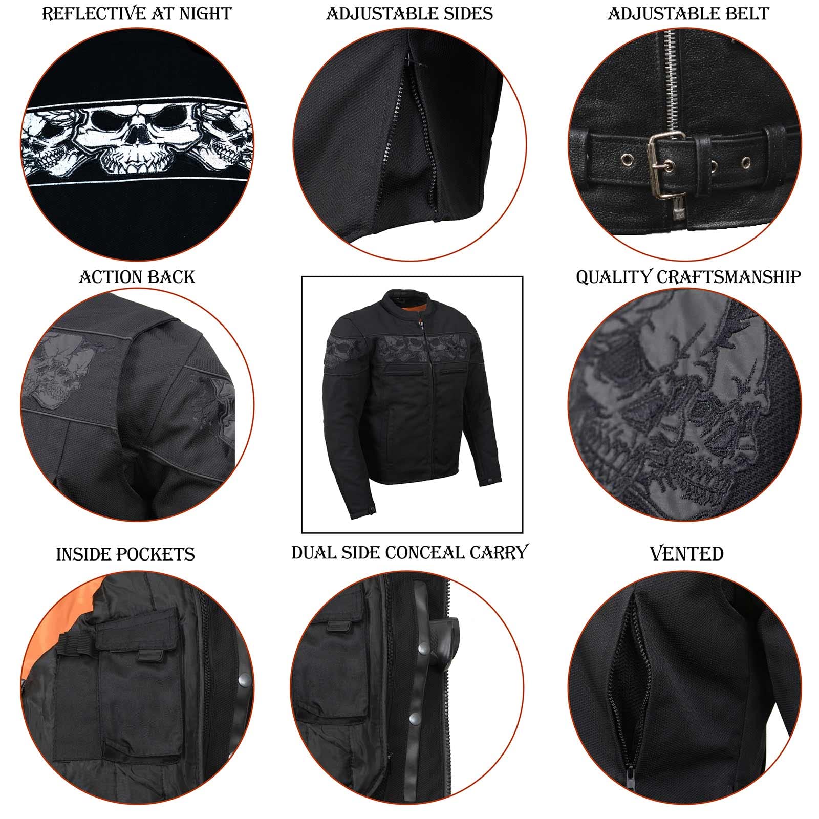 Milwaukee Leather MPM1730 Black Textile Motorcycle Jacket for Men - Durable Riding Gear for Harley, Cruiser & Street Bikes - Perfect for Commuting & Long Distance Touring
