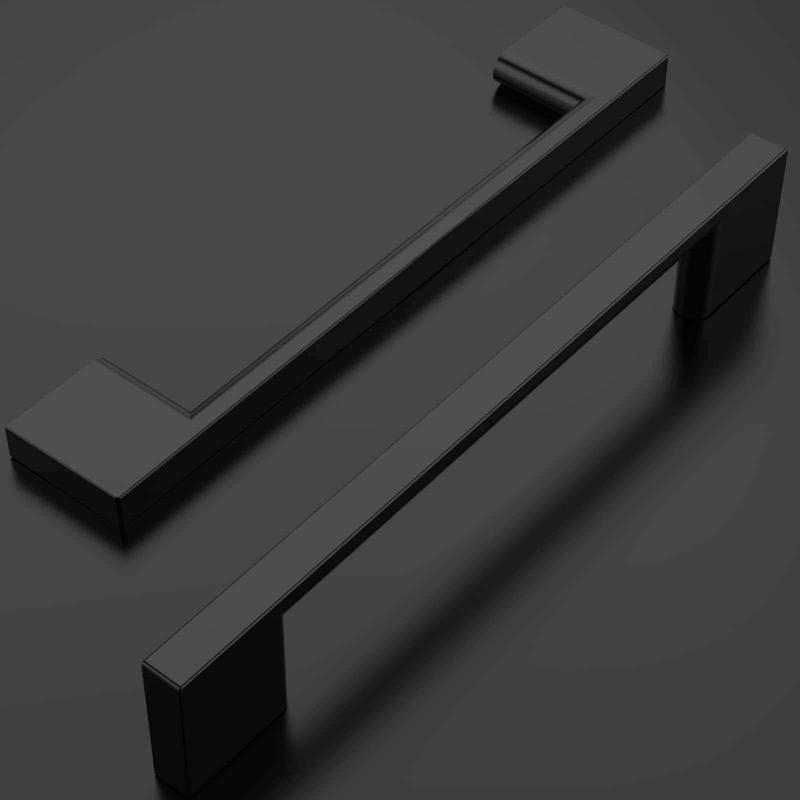 10 Pack Matte Black Cabinet Pulls 5 Inch (128mm) Hole Centers - Amerdeco Kitchen Cabinet Handles & Drawer Pulls for Cabinets, Cupboards, Dressers - Durable Cabinet Hardware for Modern & Farmhouse Kitchen Renovation