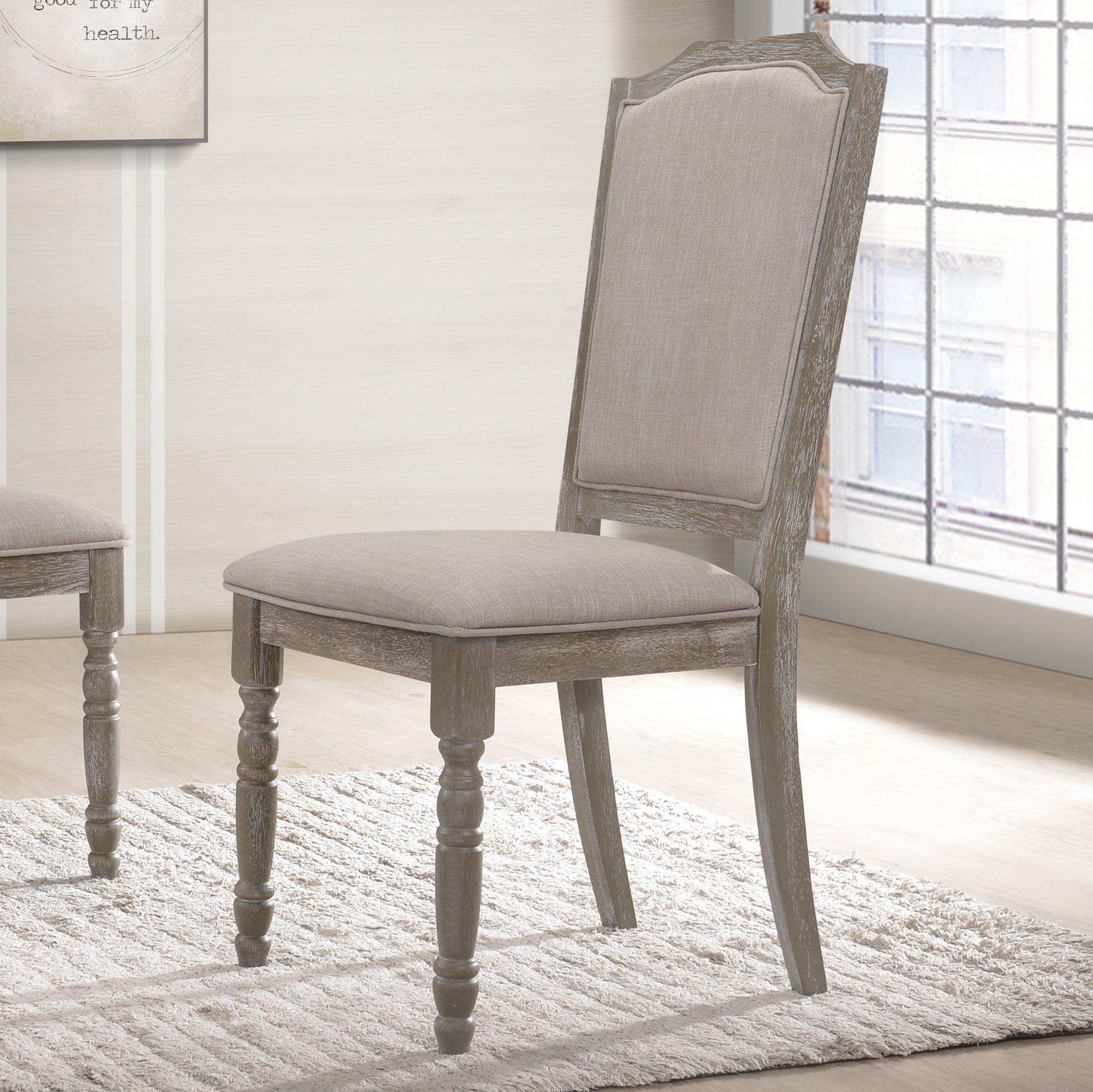 Roundhill Furniture Ferran Wood Pedestal Dining Chair Set of 2 - Reclaimed Gray Finish - Perfect for Farmhouse Dining Rooms, Kitchen Tables & Breakfast Nooks