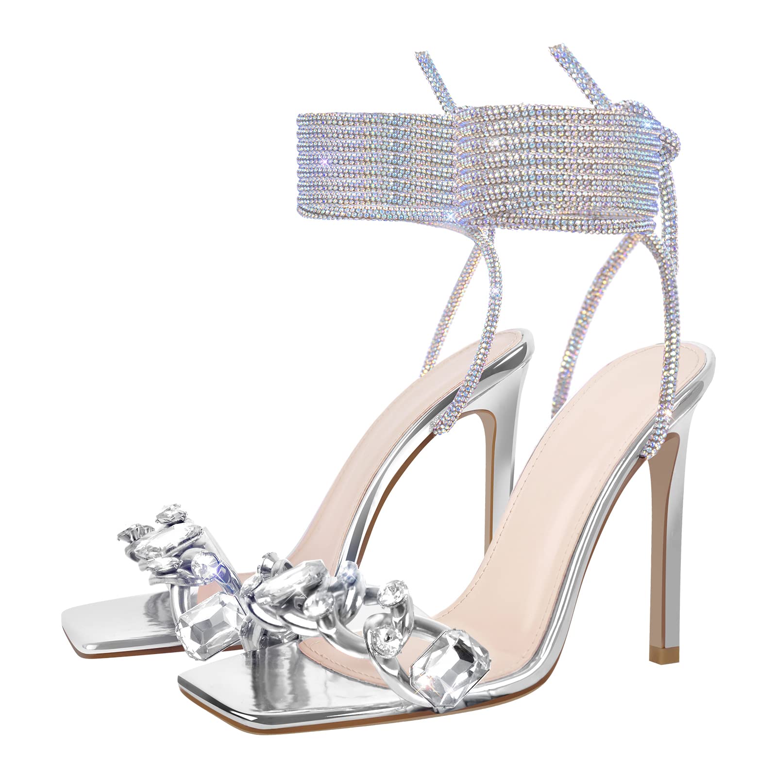 LISHAN Women's Gold Strappy High Heel Sandals - Sexy Stiletto Open Toe Party Shoes for Evening Wear, Weddings & Night Out