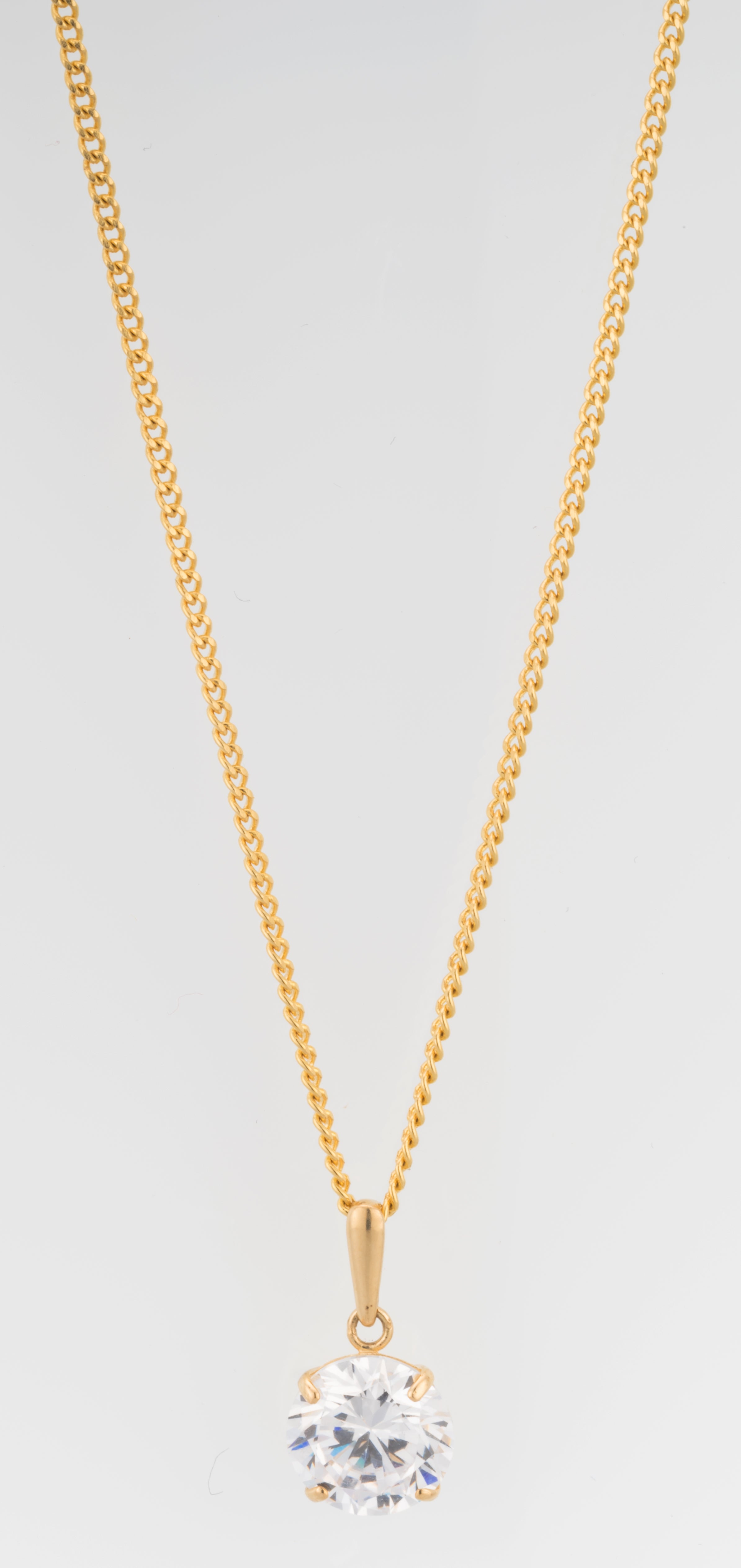 9ct Yellow Gold 8mm Brilliant Cut Cubic Zirconia Pendant Necklace - Elegant Jewelry Gift for Women, Perfect for Weddings, Anniversaries & Special Occasions
