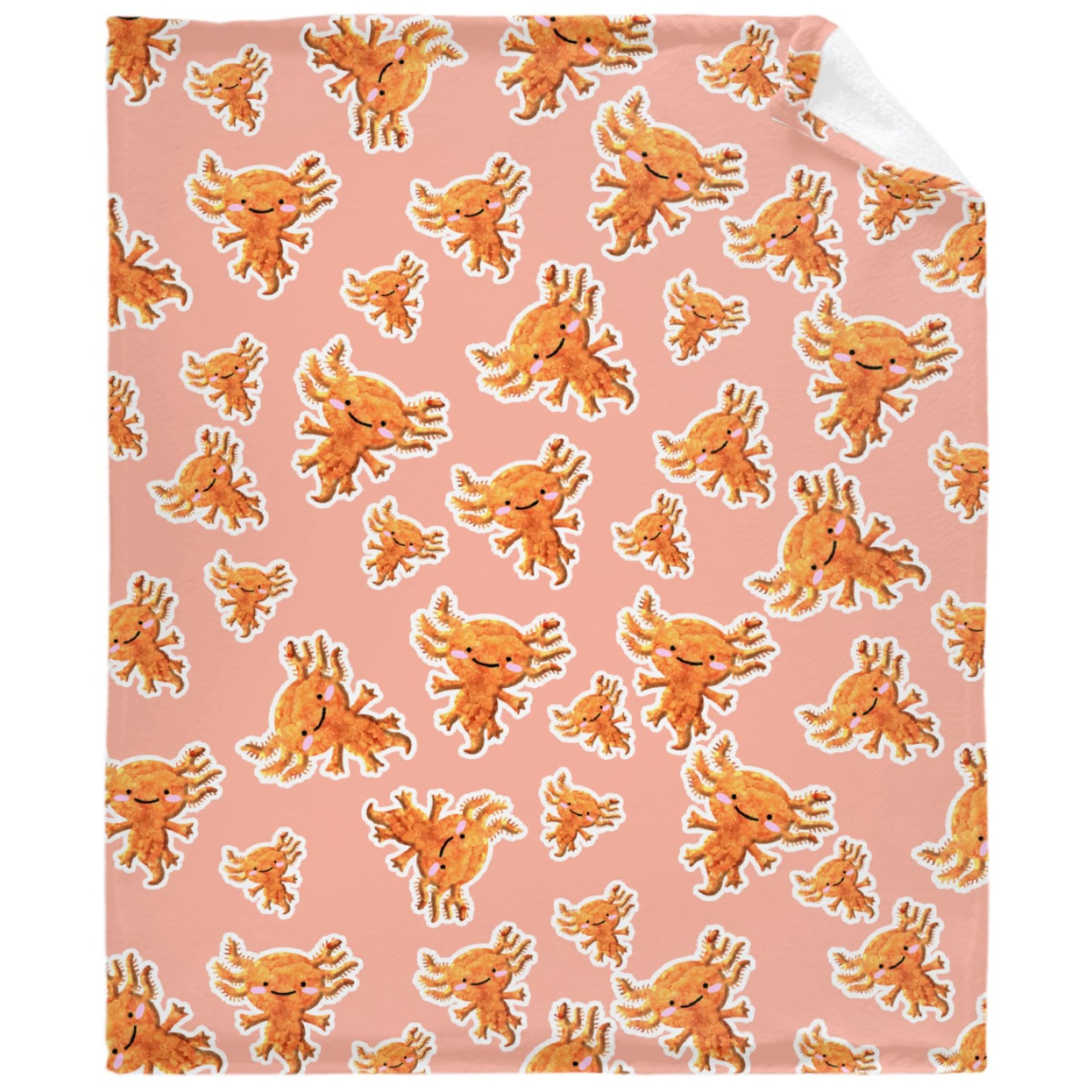 Soft Warm Flannel Throw Blanket 120x90 Inches - Cozy Axolotl Pattern Chicken Nuggets Design for Kids, Boys, Girls & Adults - Perfect for Sofa, Bed, Living Room & Family Gift - Machine Washable Microfiber Blanket for Winter Nights, Movie Time & Cuddling