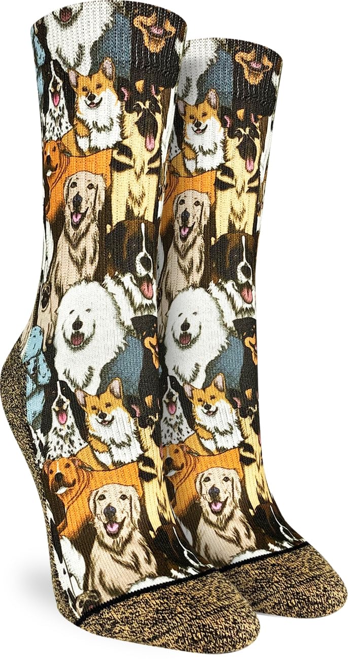 Good Luck Sock Women's Dog Pattern Crew Socks - Fun Novelty Animal Print Socks for Adults - Perfect Gift for Dog Lovers & Casual Wear