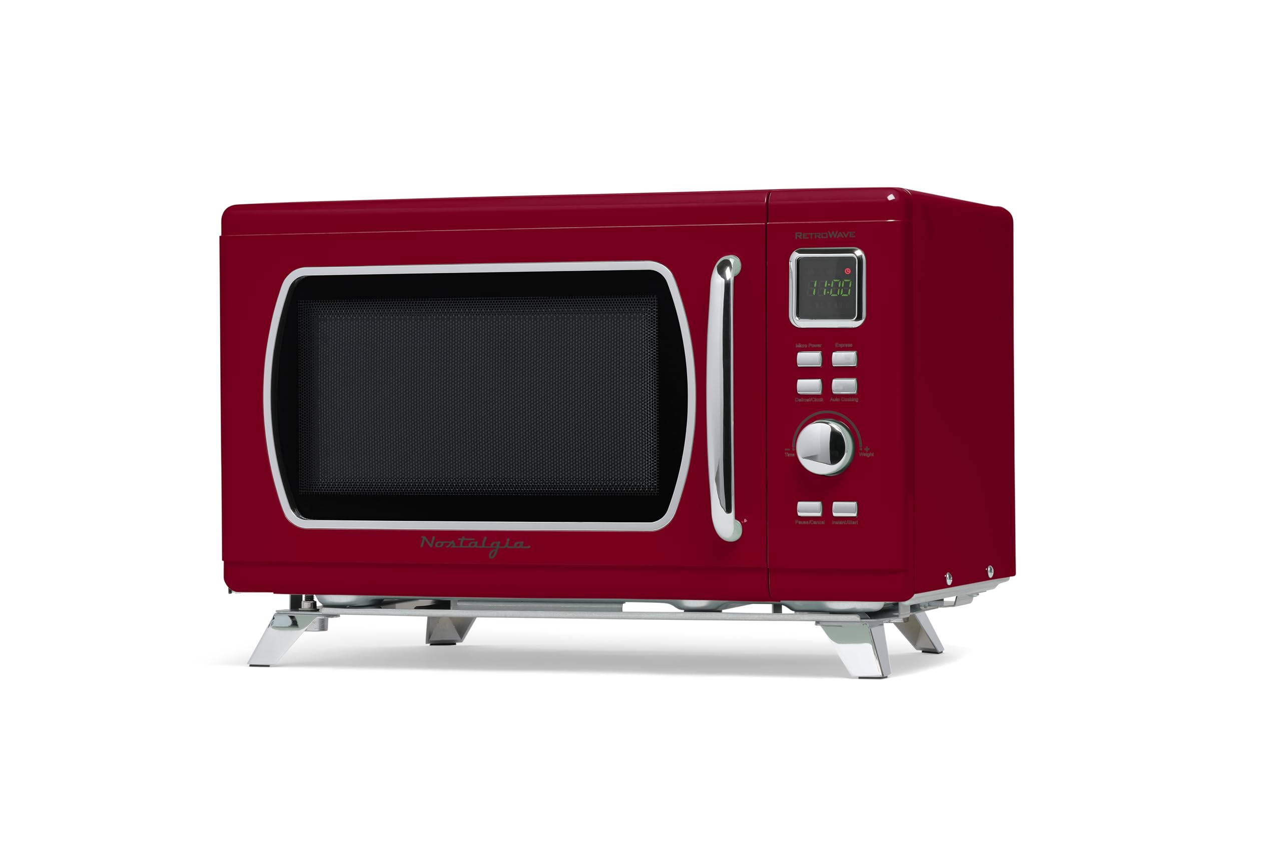 Vintage Retro Countertop Microwave Oven - 900W Large 0.9 Cu Ft Capacity - 8 Preset Cooking Modes & Digital Clock - Mid-Century Style Kitchen Appliance in Red - Perfect for Small Kitchens, Dorms & Office Break Rooms