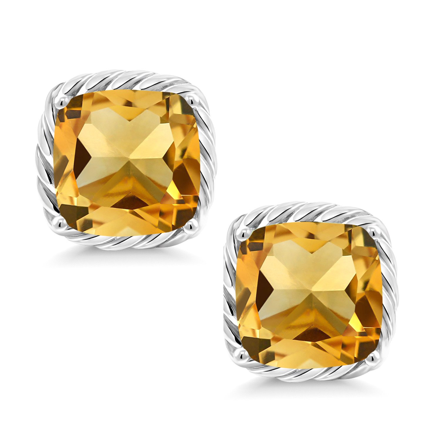 10K White Gold 7MM Cushion Cut Birthstone Stud Earrings for Women & Men | Gemstone Jewelry Gifts for Her, Mom, Wife | Anniversary, Birthday, Valentine's Day Present | Fine Jewelry for Everyday Wear & Special Occasions