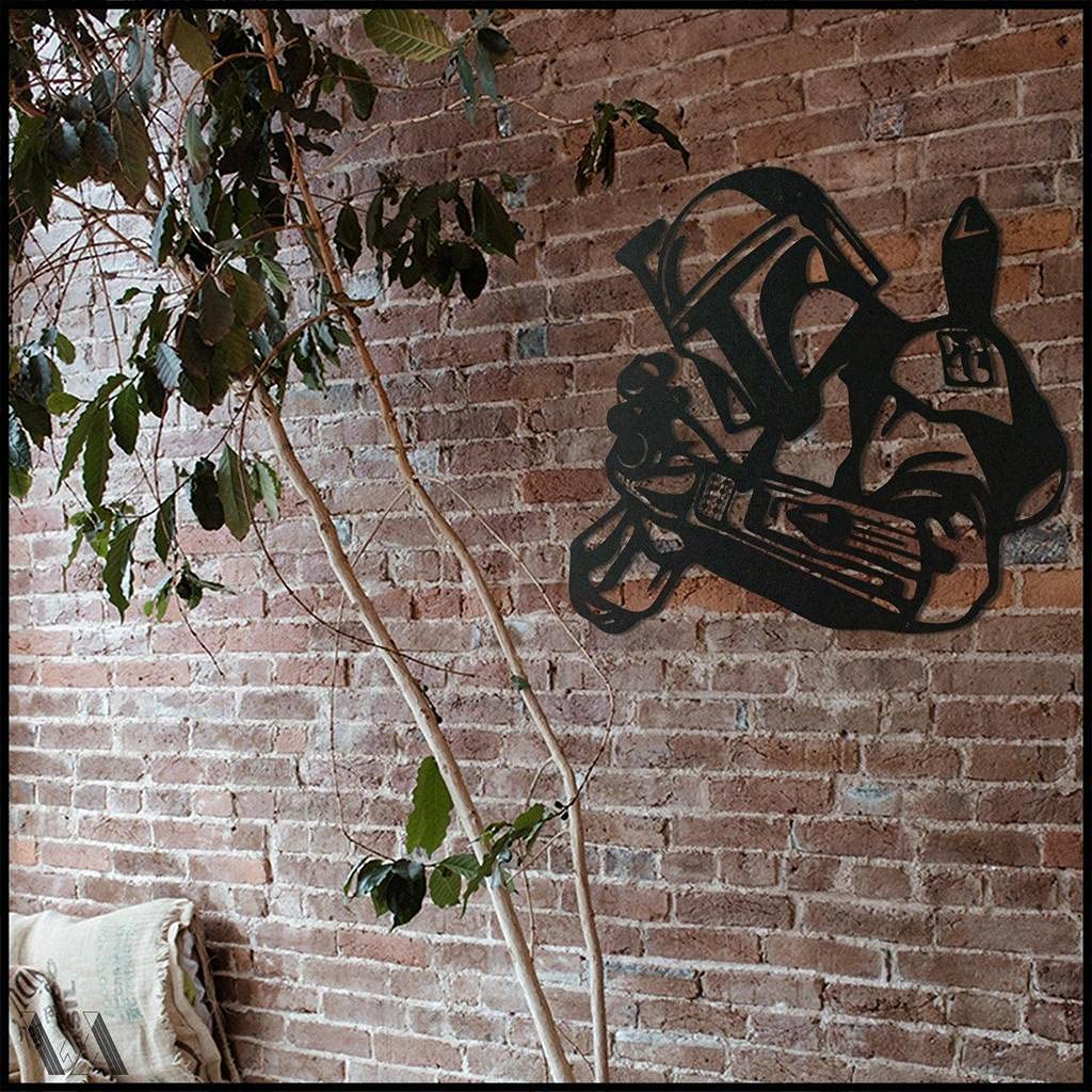Boba Fett Metal Wall Art 27.5x30.7 Inches - Star Wars Themed Home Decor for Living Room, Bedroom, Kitchen & Bathroom - Indoor Outdoor Wall Hanging Decoration - Perfect for Sci-Fi Fans & Gift Giving