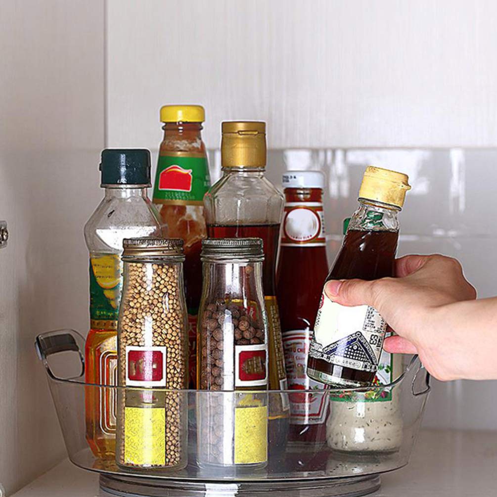 Hemoton 1-Piece Rotating Shelf - 360° Swivel Kitchen Turntable Organizer for Spices, Makeup & Bathroom Essentials | Space-Saving Cabinet Storage Tray for Vanity, Dressing Table & Countertop (Plastic) | Perfect for Pantry Organization, Cosmetic Display & Condiment Storage