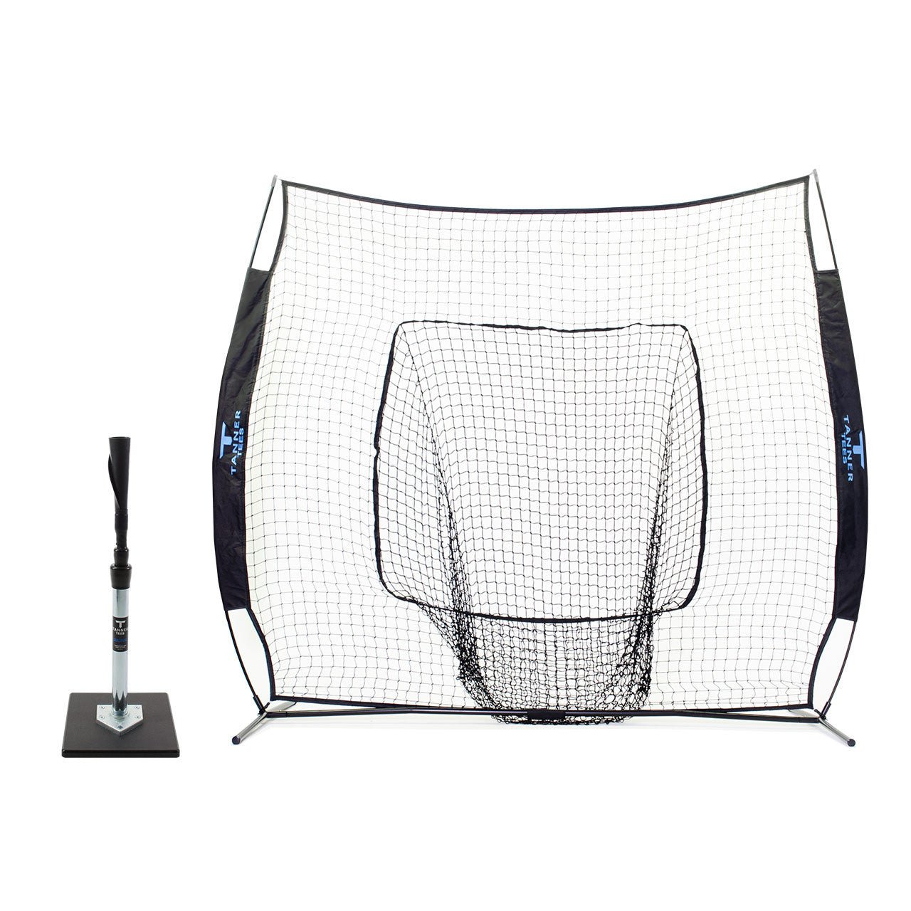Original Tanner Tee Batting Tee with Adjustable Height & Batting Net Bundle for Baseball & Softball Training - Perfect for Backyard Practice & Batting Drills