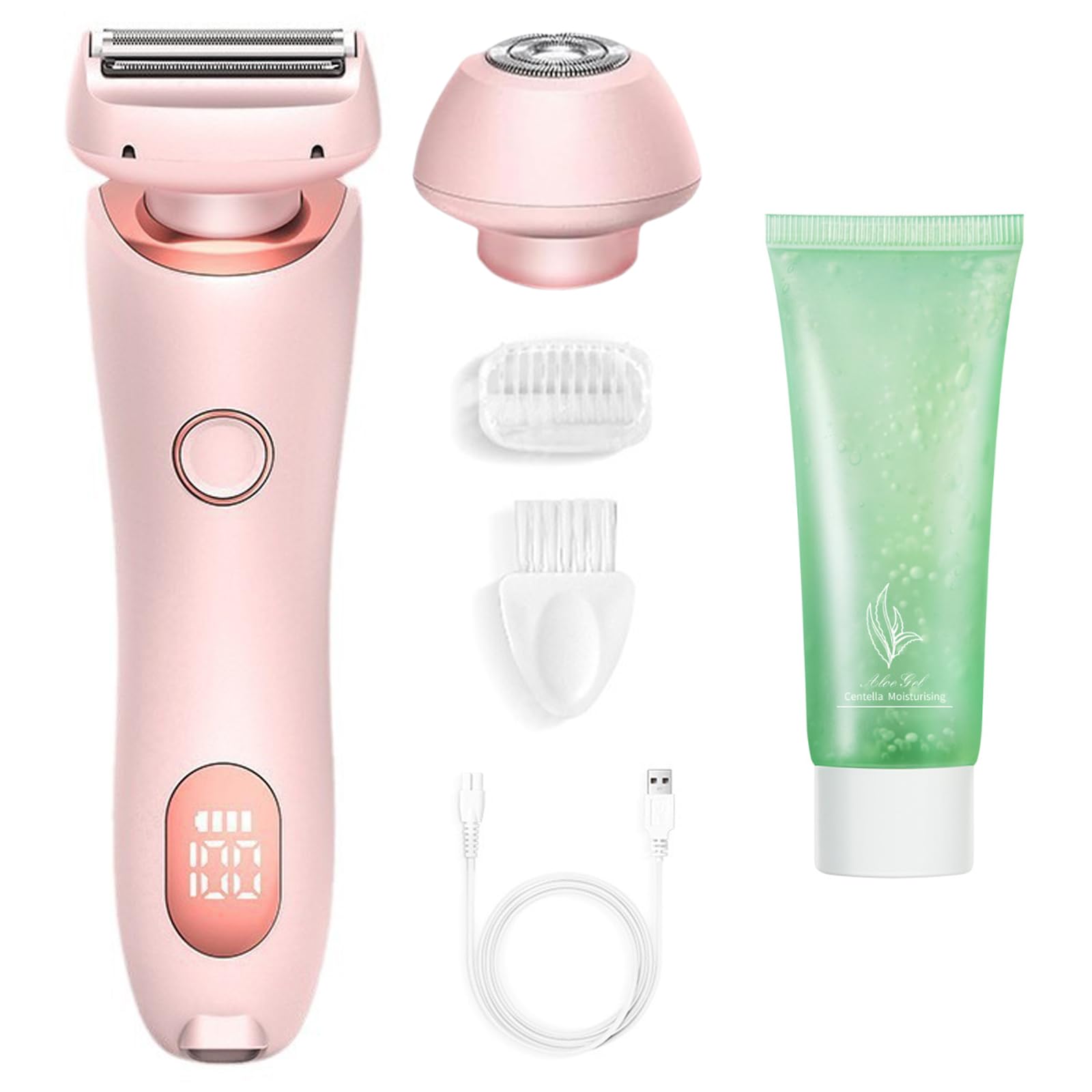 Livora Silkglide Pro 2-in-1 Waterproof Electric Shaver for Women - Pink Wet/Dry Bikini & Body Hair Trimmer - Smooth Shaving for Legs, Underarms & Pubic Area - Perfect for Travel & Shower Use