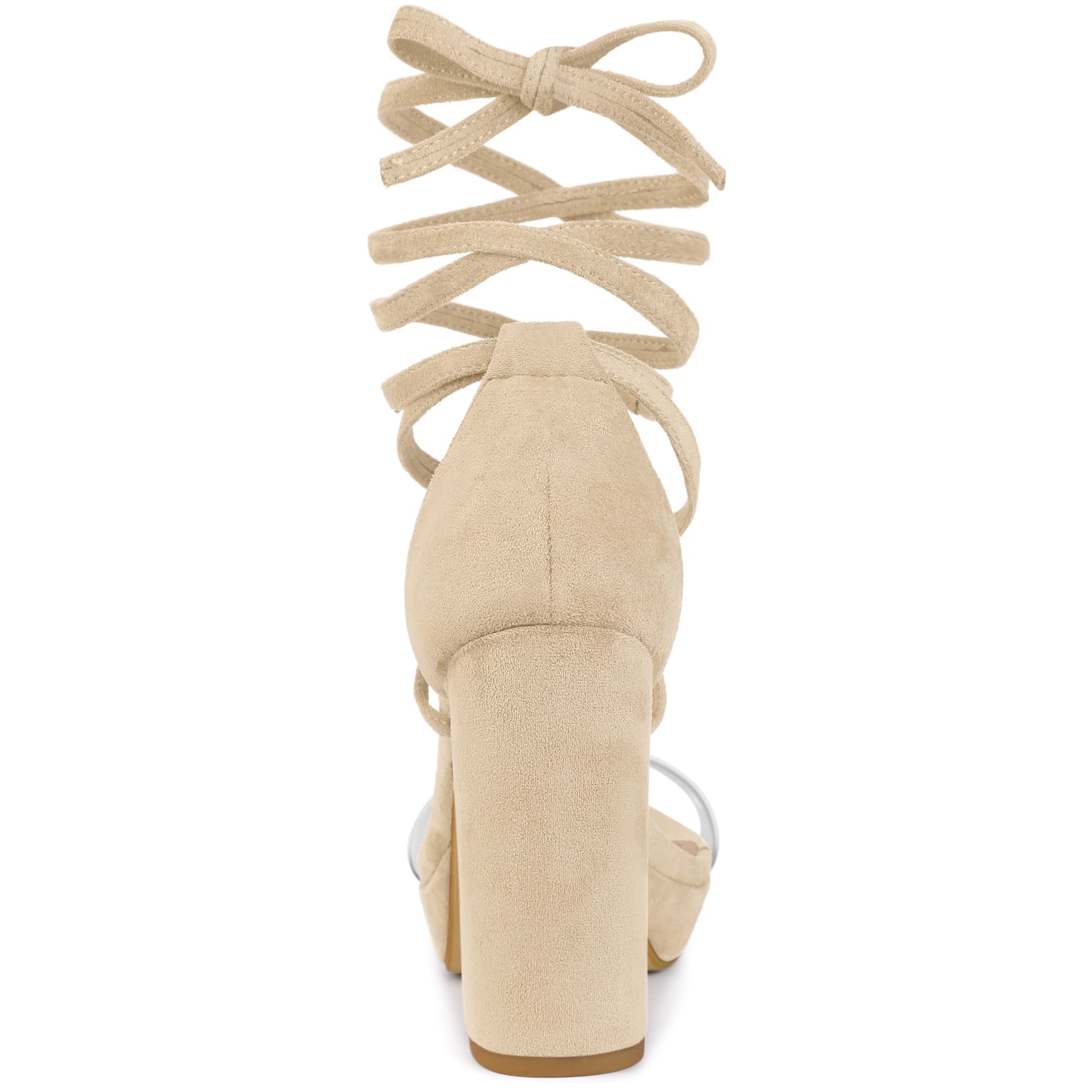 Allegra K Women's Chunky Clear Heel Platform Sandals with Lace-Up Design - Perfect for Parties, Weddings, and Summer Outfits