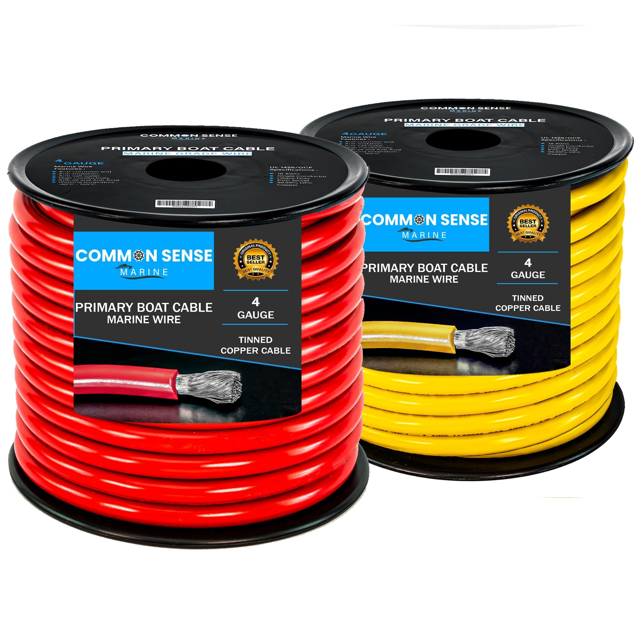 4 AWG Marine Grade Tinned Oxygen-Free Copper Boat Cable - 25 ft UL 1426 Standard PVC Wire for Boats, Automotive, Speakers, Campers & Trailers - Perfect for Marine Electrical Systems, Car Audio Installations, and RV Wiring