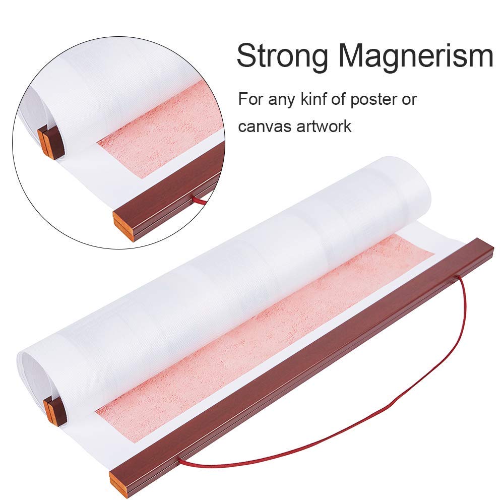 Artmag 2 Pack Magnetic Poster Hanger Frame - Light Wood 30x40 30x20 30x24 Inch Canvas Artwork Display Kit - Mahogany Wooden Magnet Dowel for Posters, Prints & Photos - Perfect for Home, Office & Gallery Decor