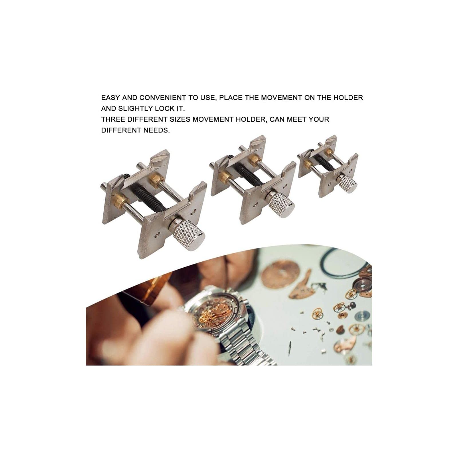 Professional Watch Repair Kit - 3-Piece Metal Watch Movement Holder Set with Fixed Base for Watchmakers | Perfect for Watch Repair, Maintenance & DIY Projects