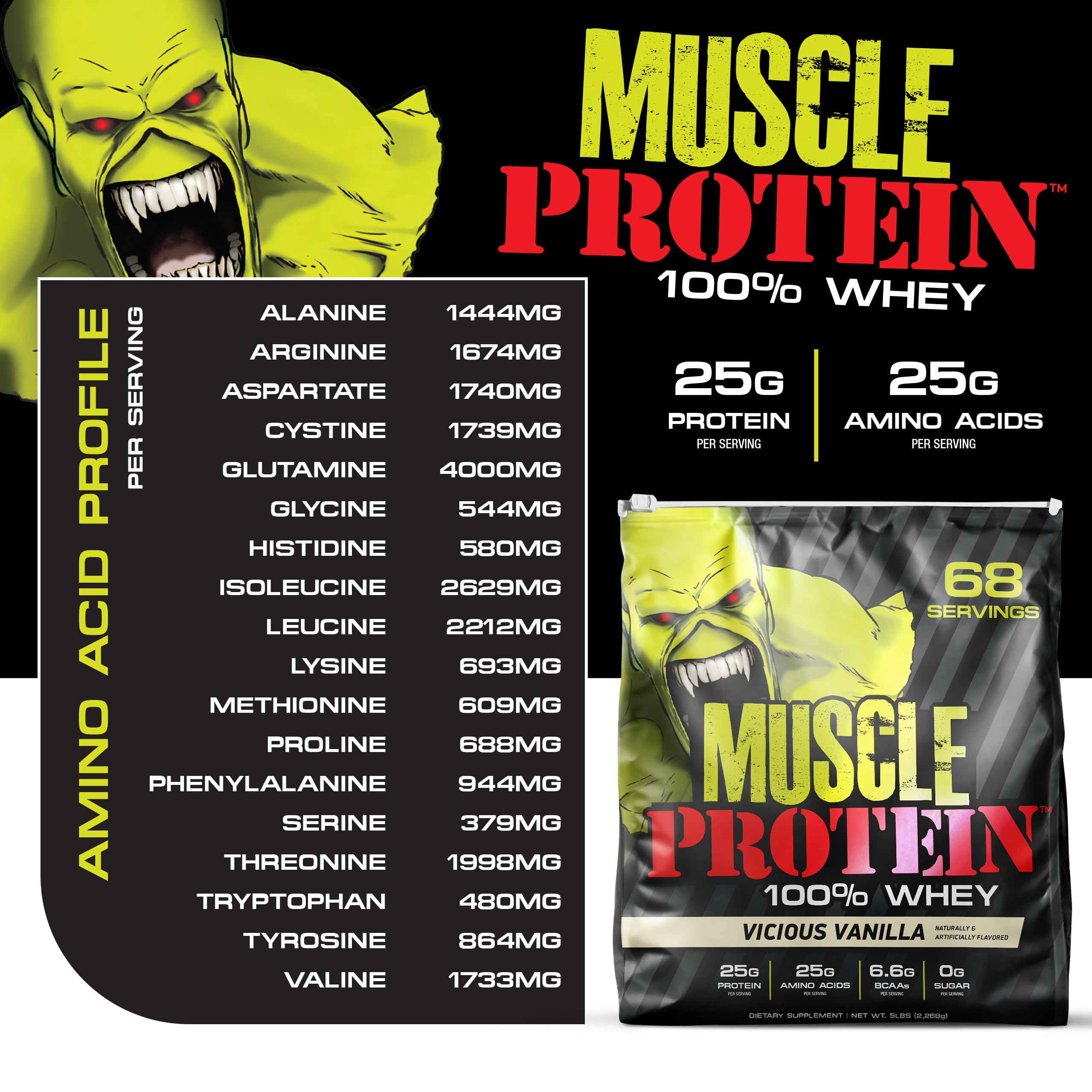 GL Monster Muscle Protein Powder - 20lb Vanilla Flavor for Bodybuilding & Post-Workout Recovery | High Protein Supplement for Athletes & Fitness Enthusiasts
