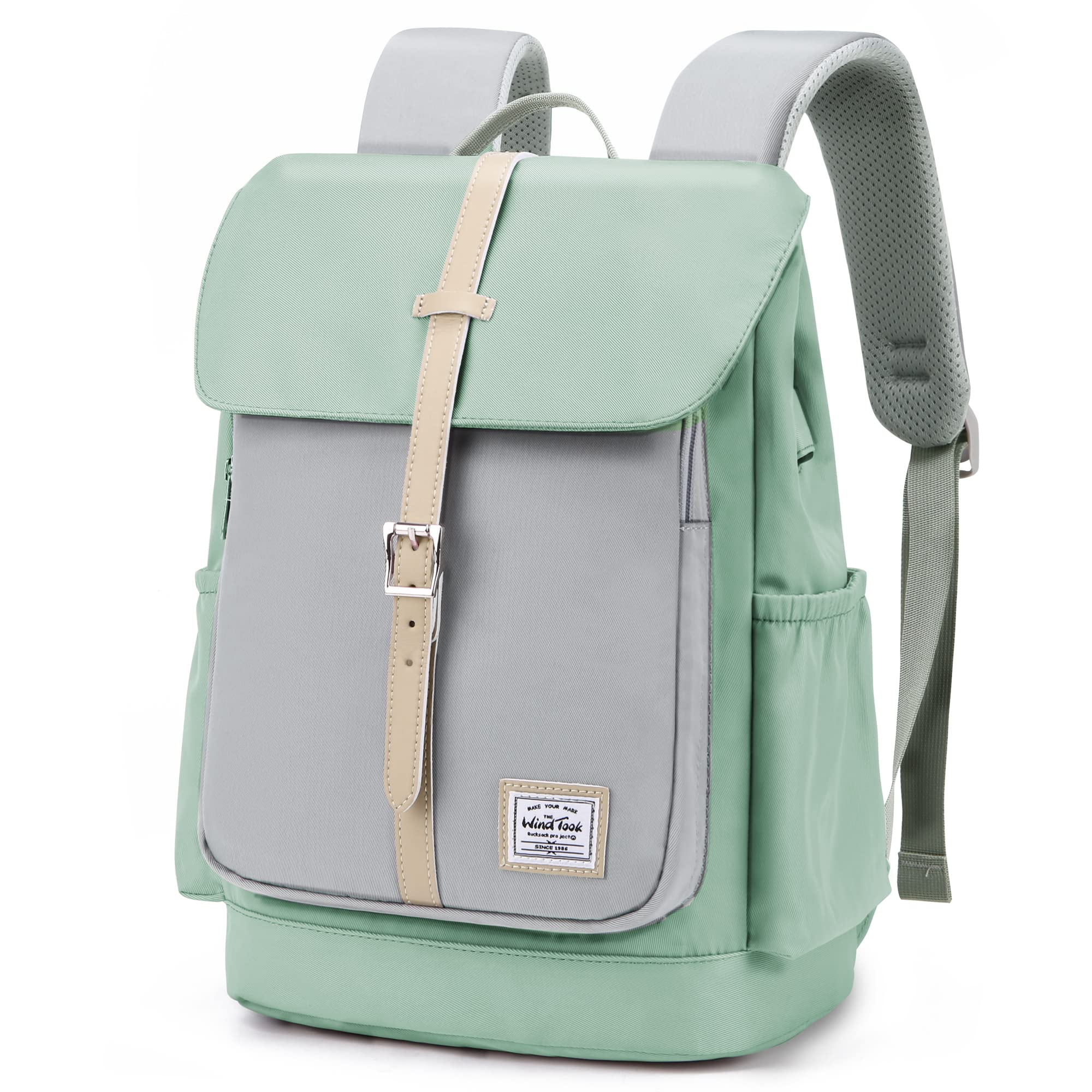 Stylish WindTook Women's Laptop Backpack with USB Charging Port - 14 Inch Notebook Travel Computer Bag for Work, College & Daily Use - Perfect for Commuting, Business Trips & School - Dark Green