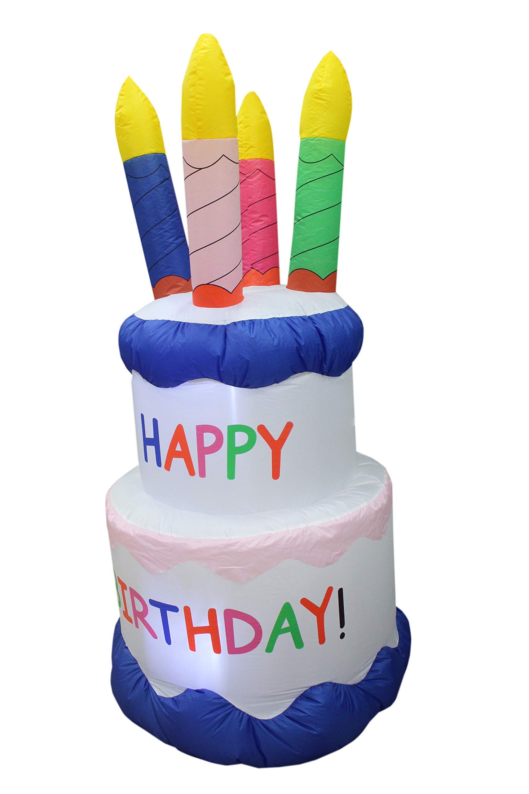 Giant 8ft Inflatable Easter Bunny with Egg & 6ft Birthday Cake Decorations Set - Perfect for Easter Celebrations, Birthday Parties, and Outdoor Festive Events