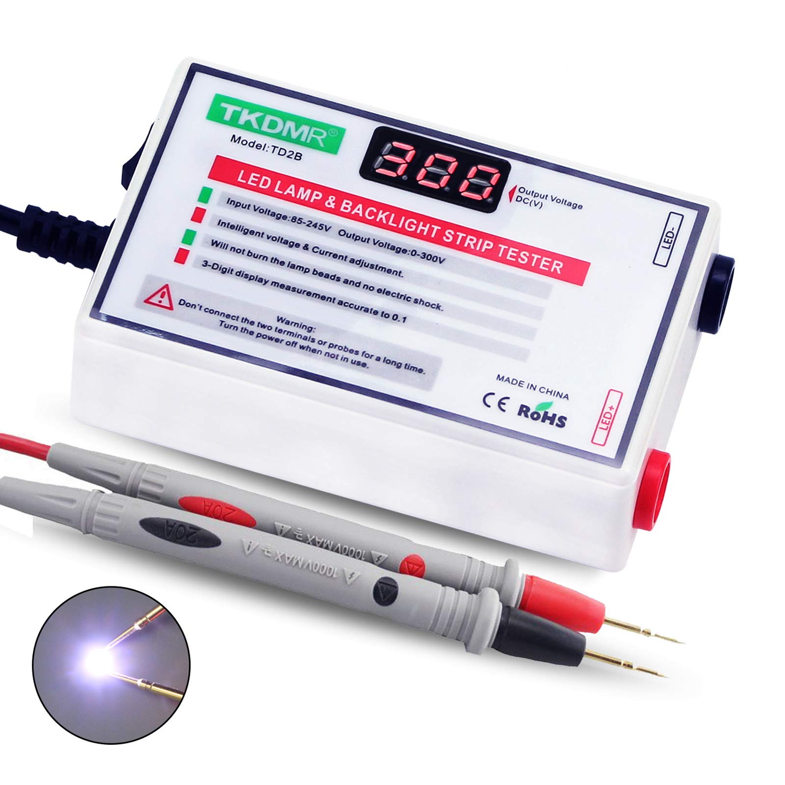 TKDMR LED Lamp Bead TV Backlight Tester - Universal LED Light Repair Tool with 0-300V 30mA Output for TV, Monitor & Display Maintenance | Professional Diagnostic Equipment for LED Screen Repair