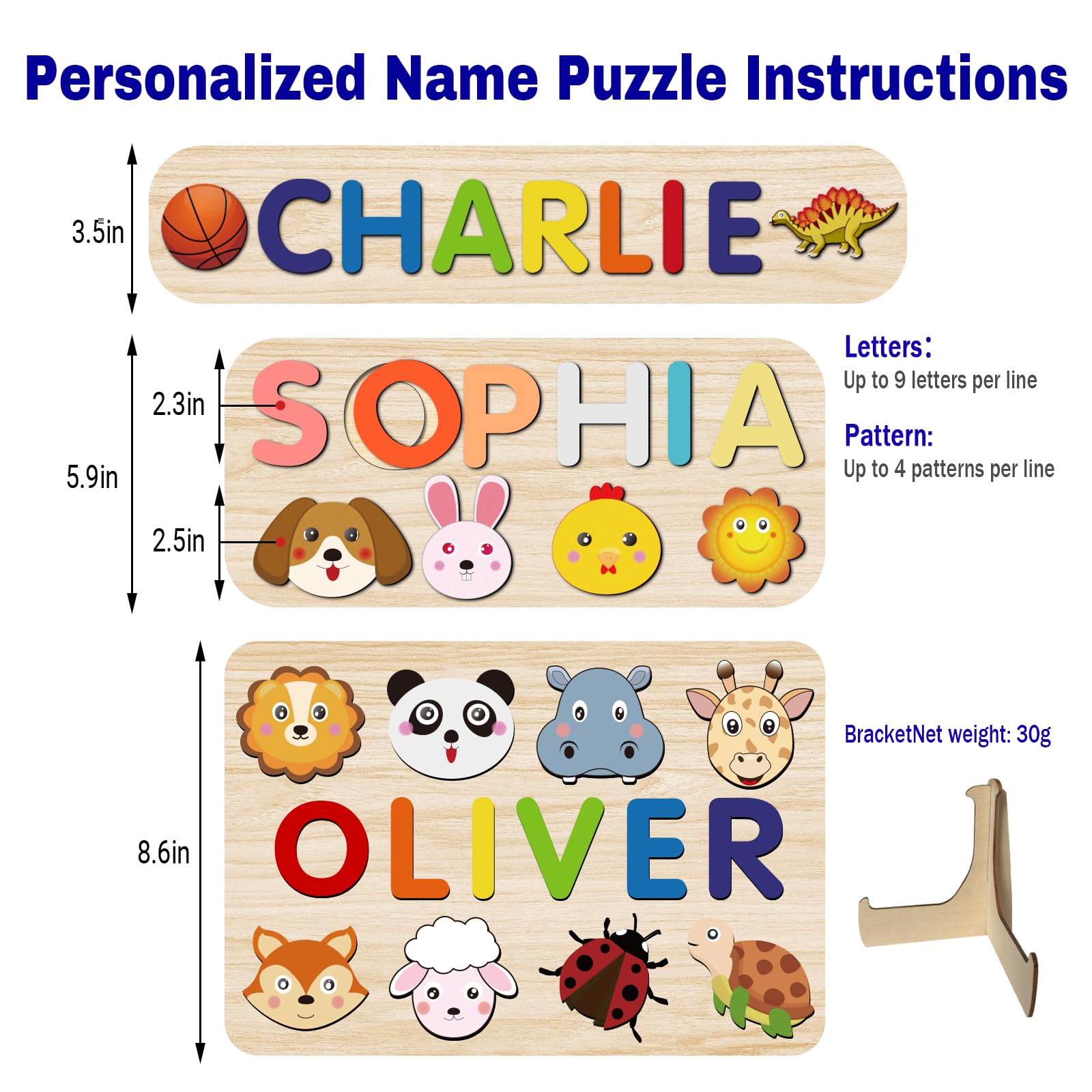Personalized Wooden Name Puzzle for Toddlers 1-3 Years Old - Montessori Learning Toy, Easter Basket Stuffer & 1st Birthday Gift for Baby Boys & Girls - Perfect for Early Childhood Education & Holiday Gifting