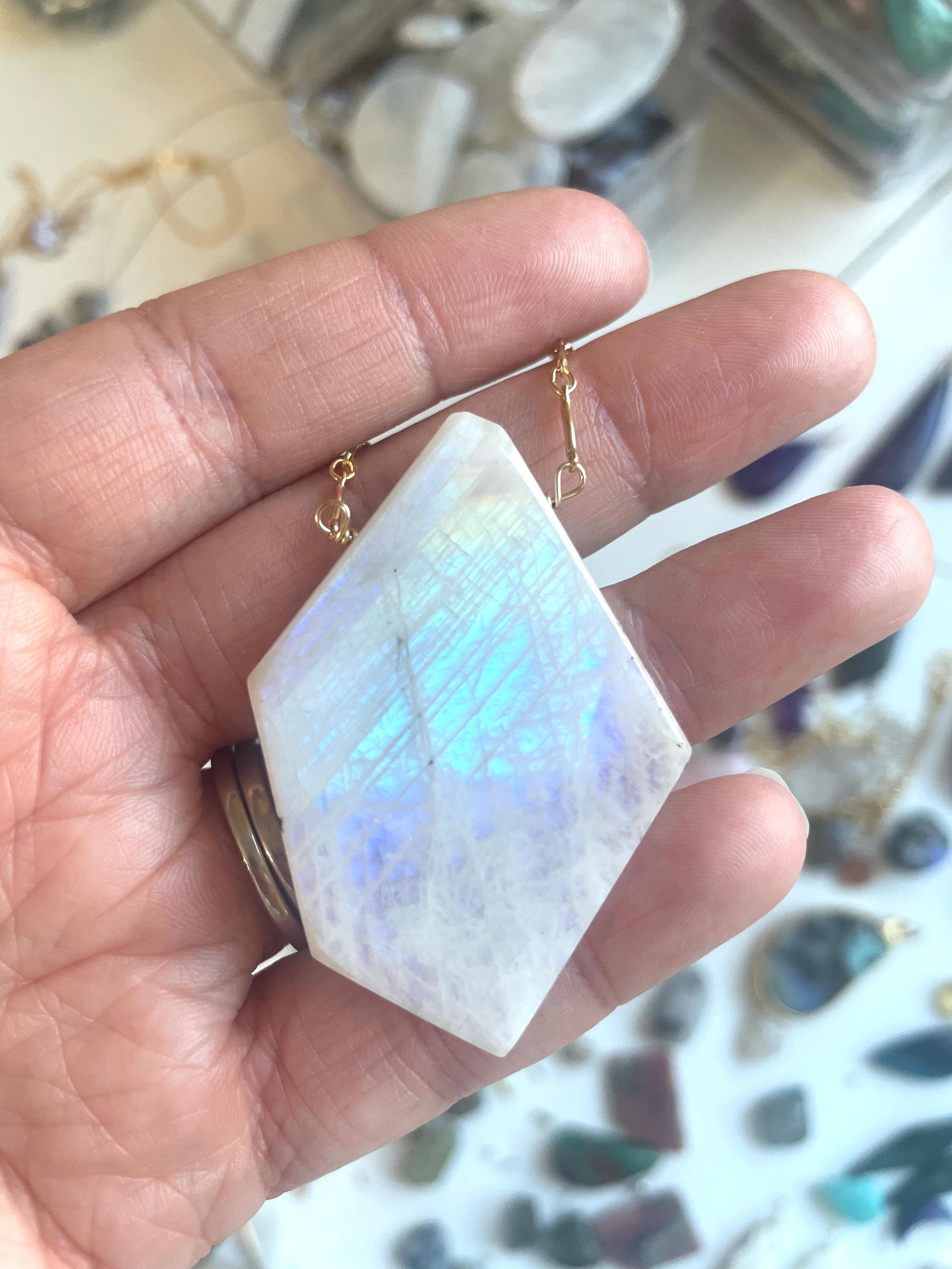 Moonstone Pendant Statement Necklace - 14K Gold Filled Boho Jewelry for Women | Perfect for Weddings, Parties & Everyday Wear