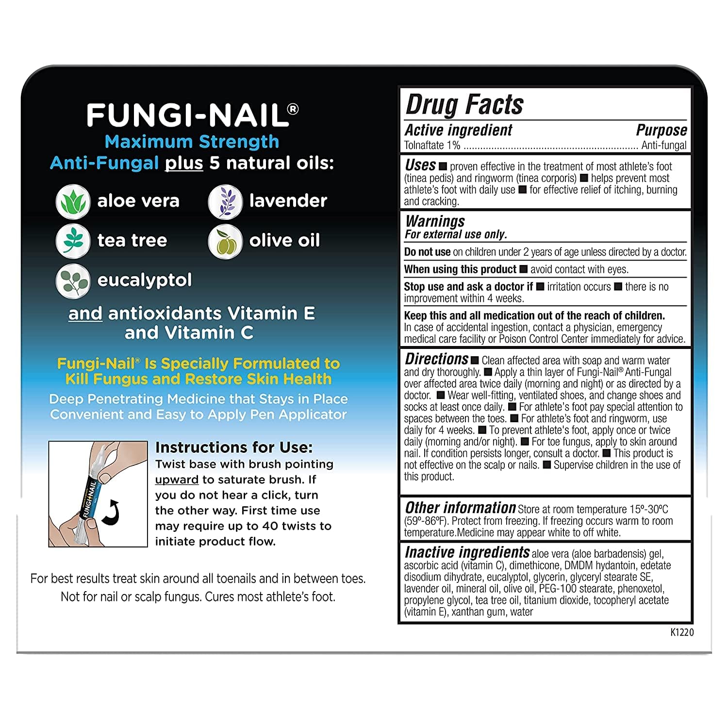 Anti-Fungal Nail Treatment Pen - 2 Pack - Fast-Acting Toenail Fungus Solution for Clear, Healthy Nails - Easy Applicator for Home Use - Perfect for Athletes, Swimmers & Pedicure Care