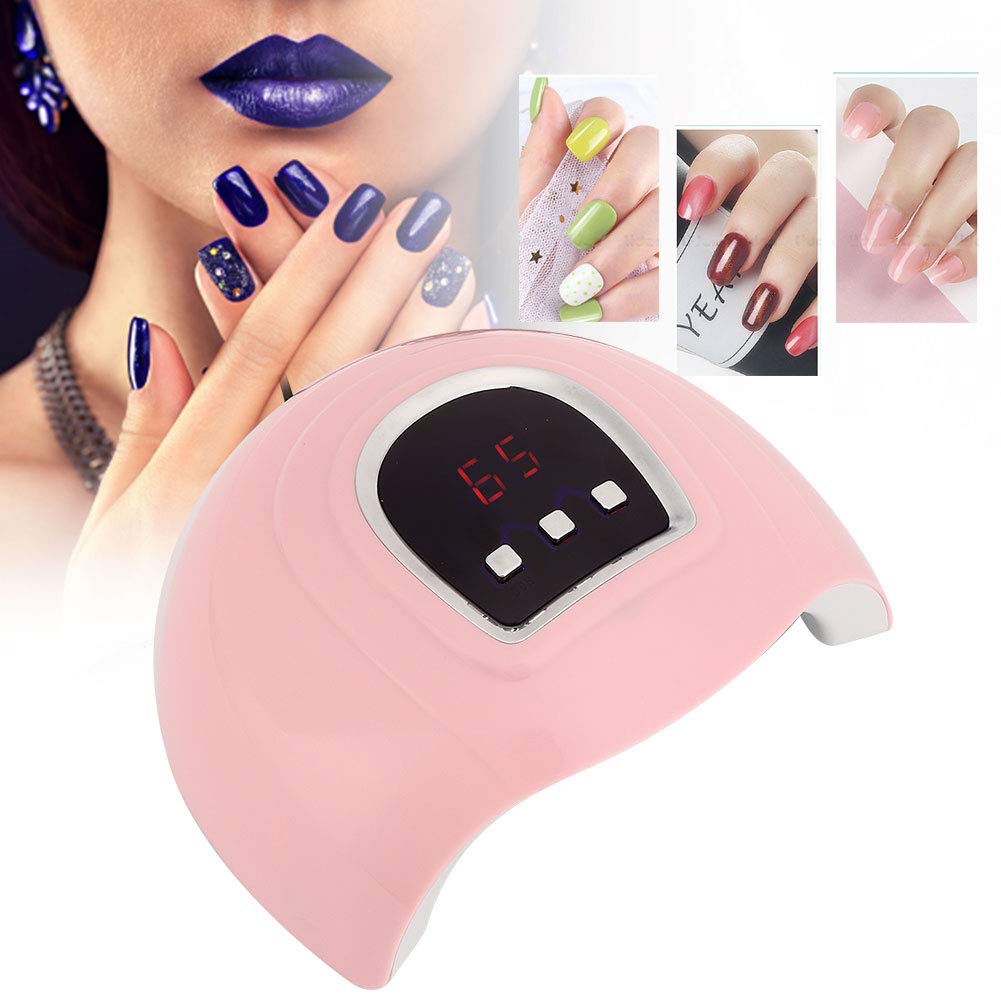 54W LED Nail Dryer Lamp - Professional Gel Polish Curing Light with 18 LED Chips, USB Powered, 30s/60s/90s Timer for Home & Salon Use - Pink Tabletop Nail Art Equipment (Perfect for Manicures, Pedicures, Gel Extensions & Nail Art Curing)