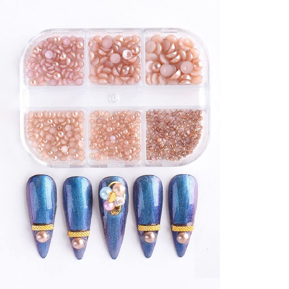 Shimmering Mermaid Glitter Nail Pearls - Rhinestone Nail Charms & Alloy Metal Beads for UV Gel Nail Art (4-Pack) | Perfect for Manicures, Nail Salon Decorations, and DIY Nail Designs