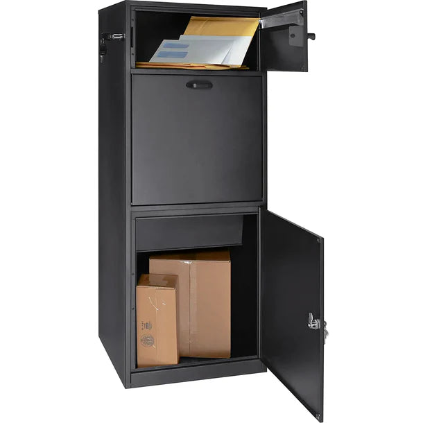 Barska CB13704 Secure Dual Compartment Locking Mailbox - Heavy Duty Parcel Delivery Box with Key Lock - Perfect for Home, Office & Apartment Package Security