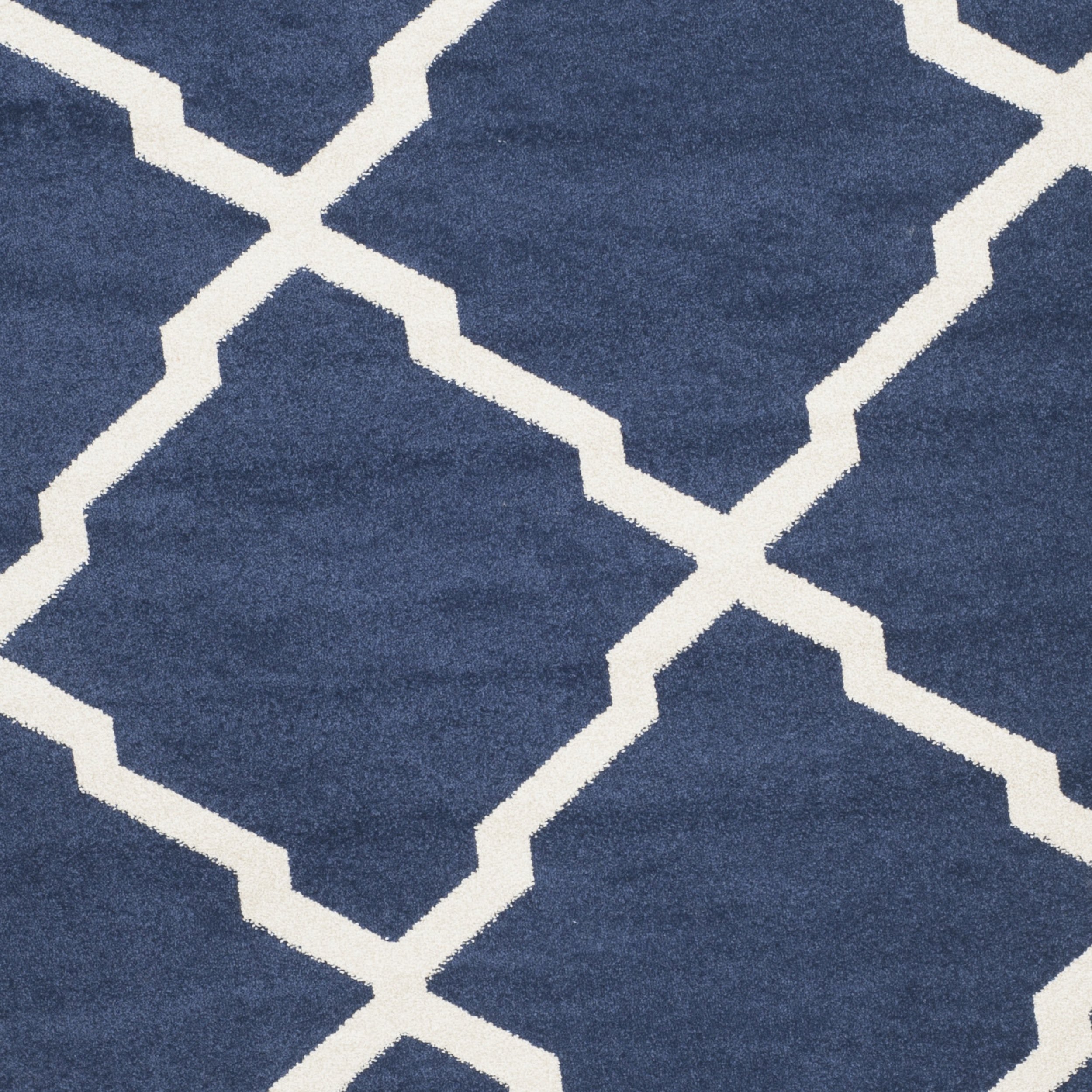 SAFAVIEH Amherst Collection 7' Round Navy/Beige Area Rug - Moroccan Trellis Design, Non-Shedding & Durable - Perfect for Dining Room, Living Room, Bedroom or Entryway - Adds Elegance to Any Home Decor